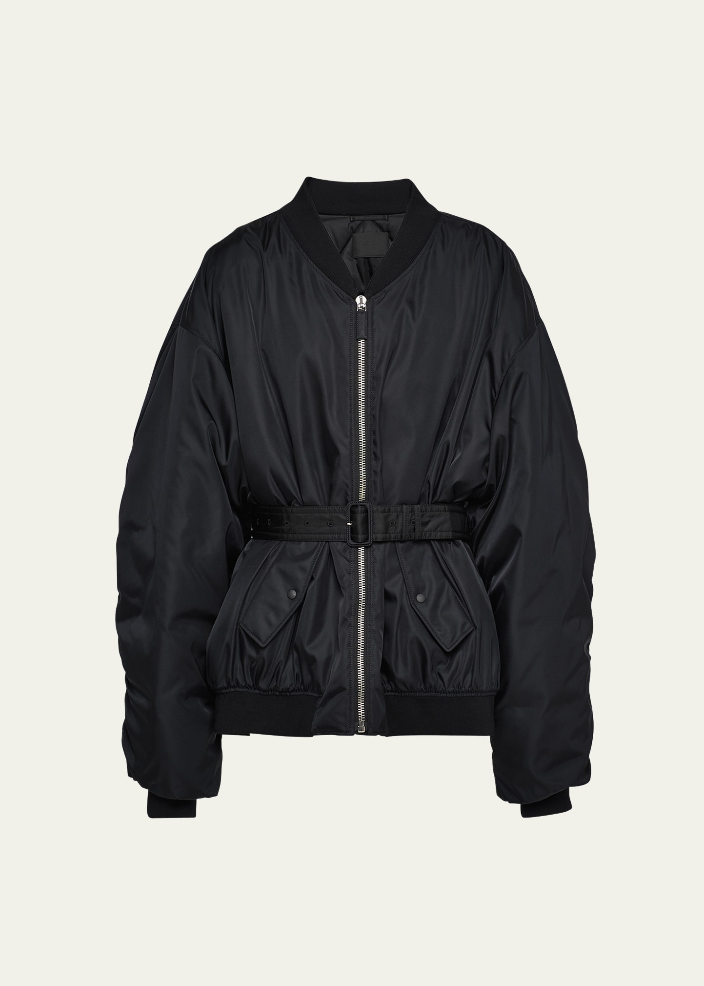 Shop Prada Men's Oversized Re-nylon Bomber Jacket In Nero