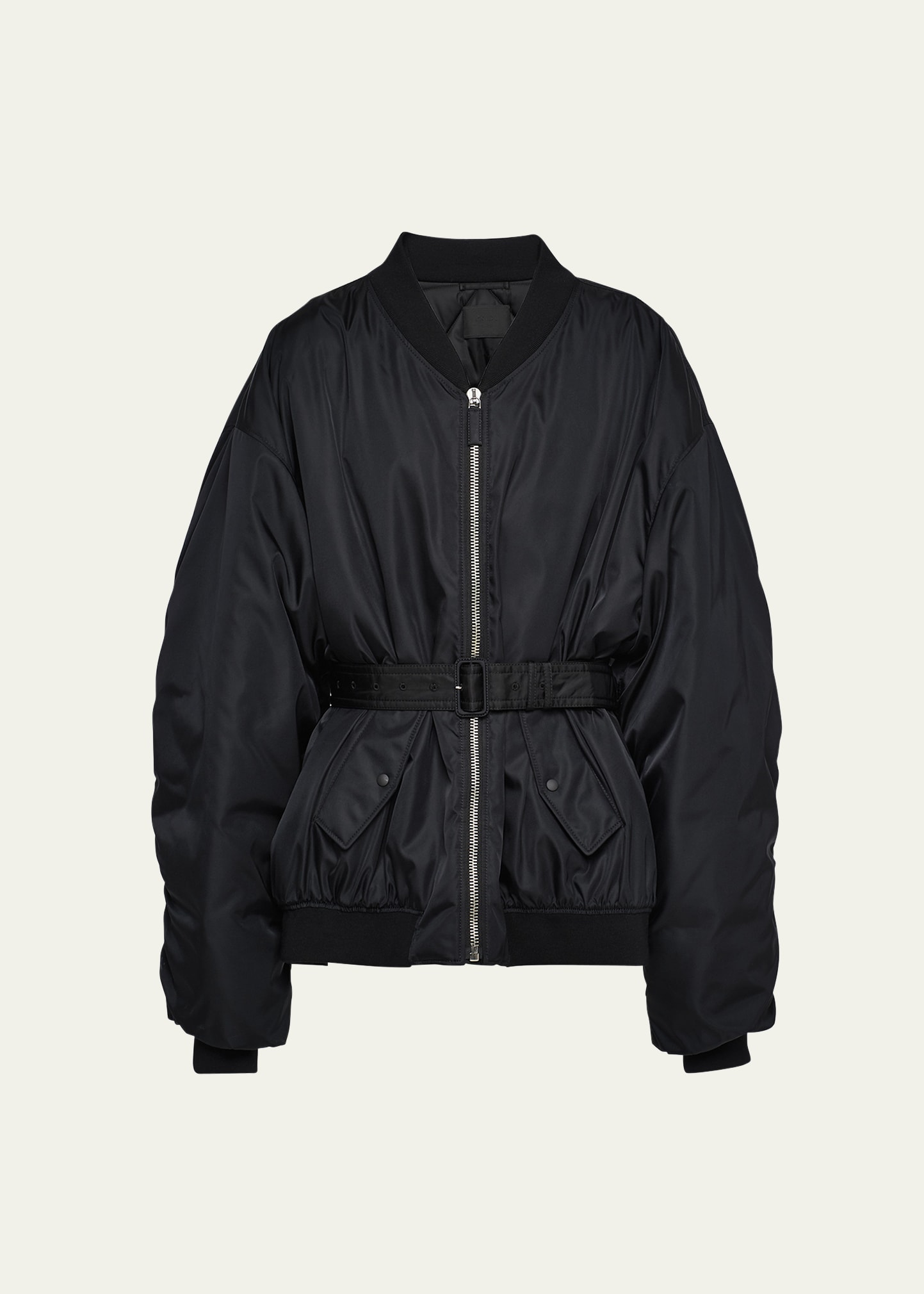 Prada Re-nylon Bomber Jacket In Black