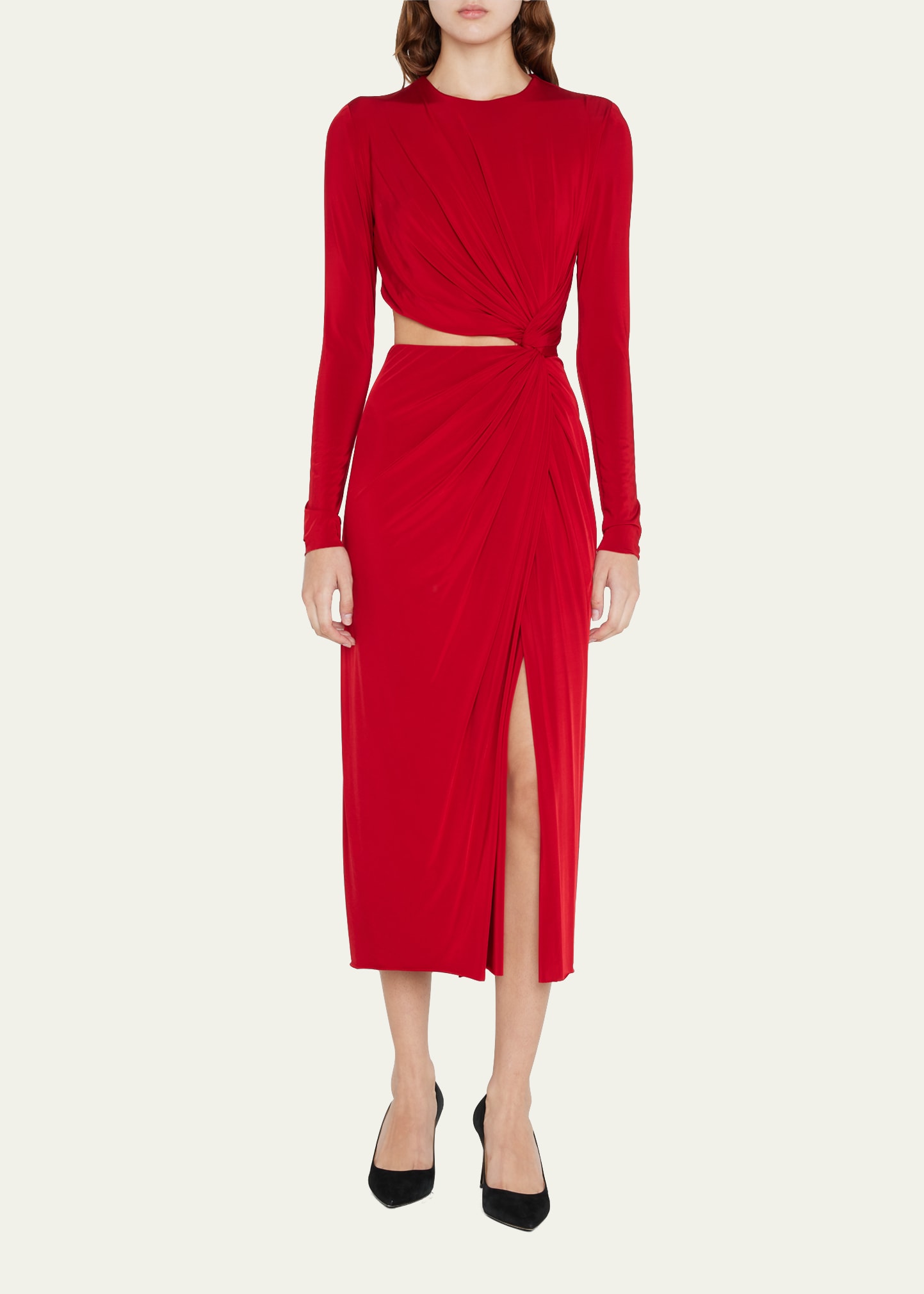 Jason Wu Collection Twisted-Cutout Side-Slit Jersey Midi Dress