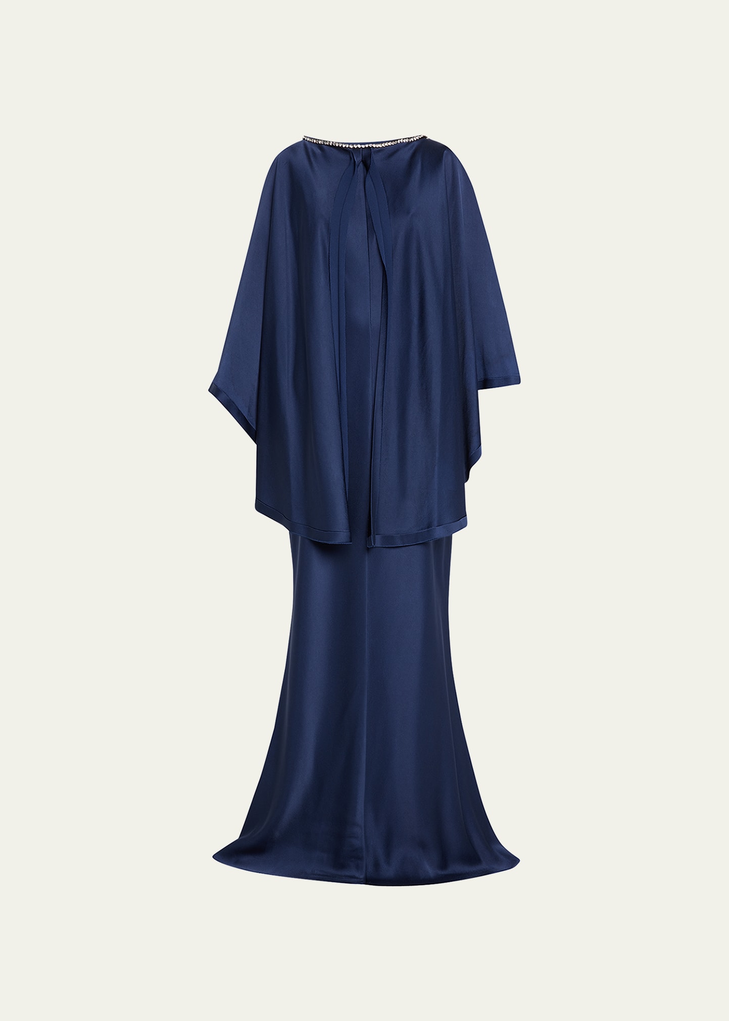 Jason Wu Collection Crystal-embellished Cape Dress In Navy