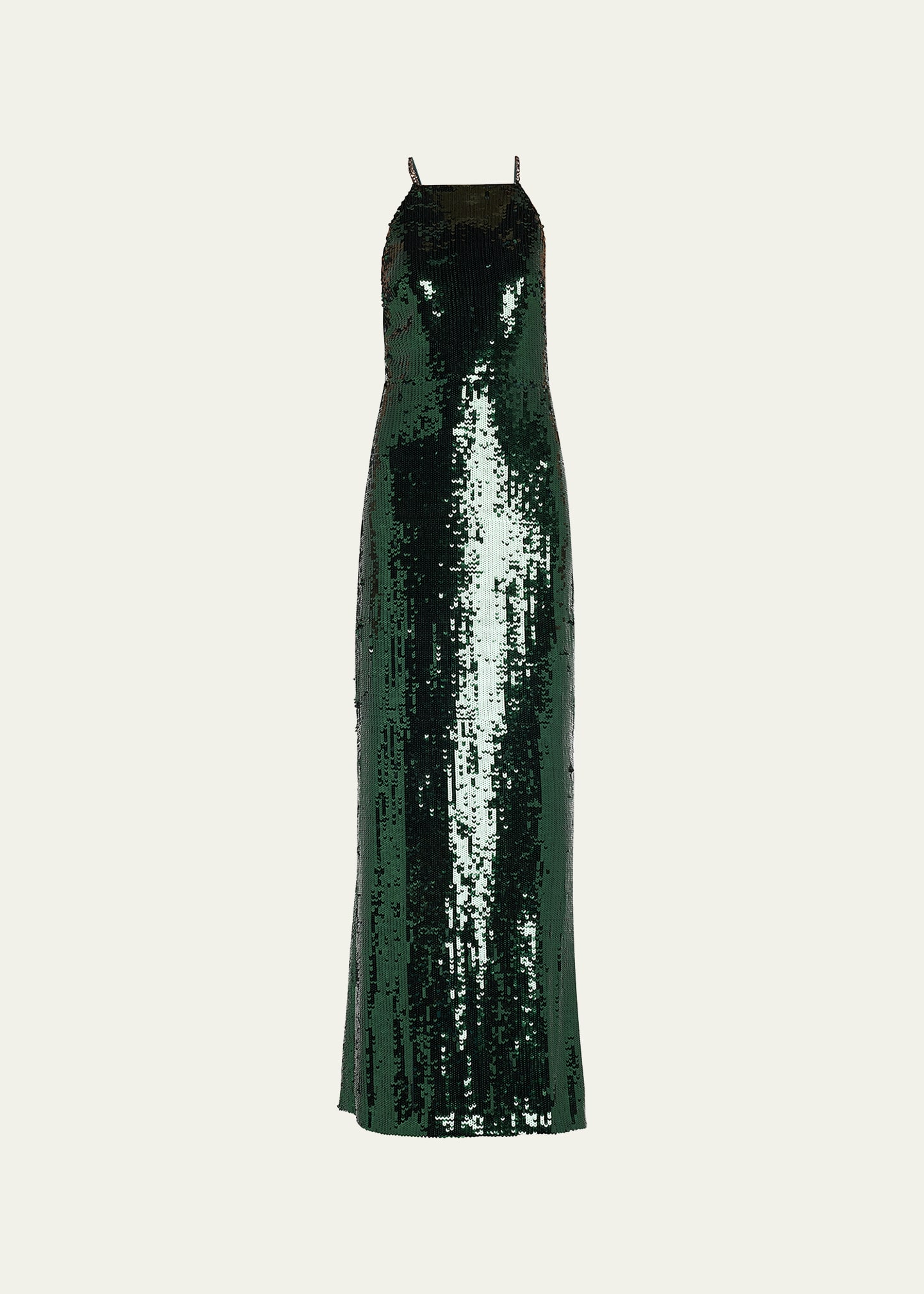 Jason Wu Collection Crystal-strap Open-back Sequin Gown In Emerald Green