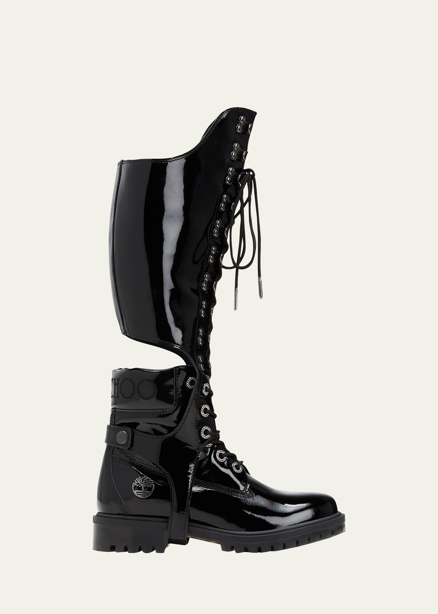 Jimmy Choo X Timberland Patent Leather Harness Boot In Black