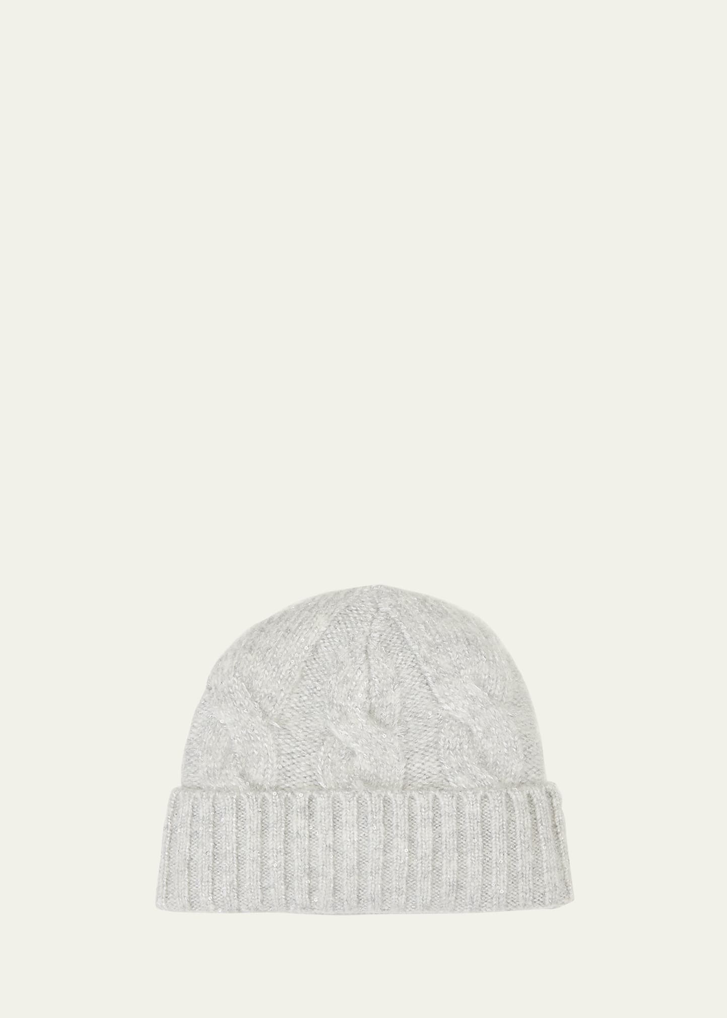 Shop Eugenia Kim Roan Cable Knit Wool-blend Beanie In Gray Silver