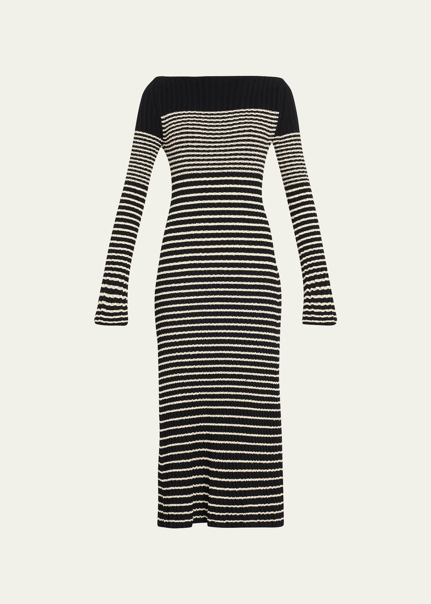 Proenza Schouler Boucle Mini Stripe Knit Midi Dress In Black Multi