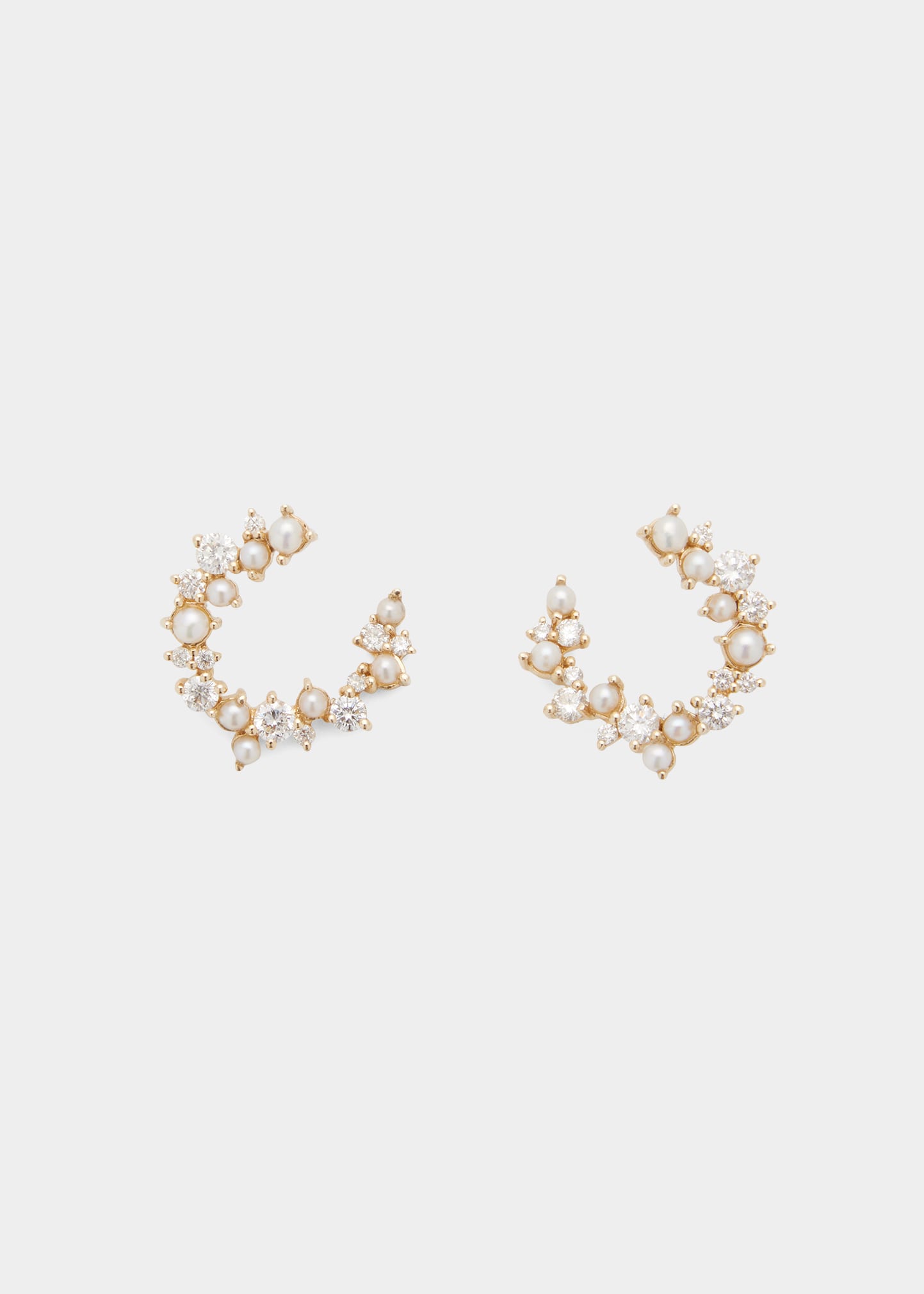 Pavé Diamond Fringe Drop Yellow Gold Hoop Earrings | Sydney Evan