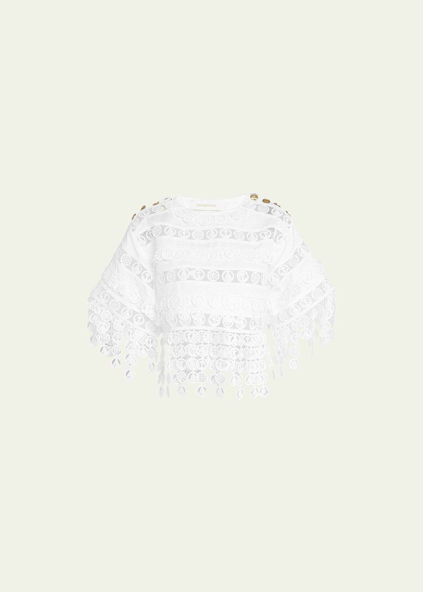 Zimmermann Women's High Tide Nautical Linen Cropped Top In Cream