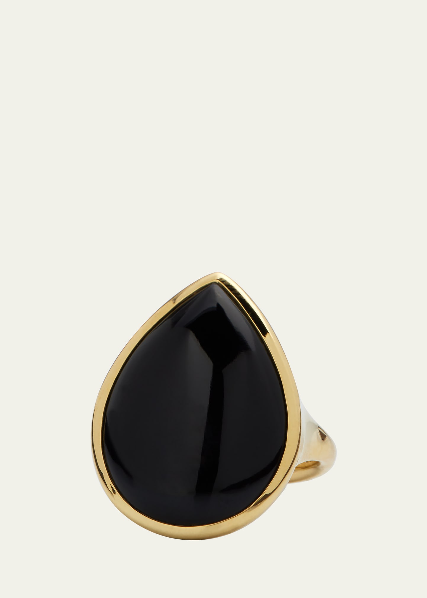 18K Polished Rock Candy Medium Teardrop Ring in Onyx; Size 7