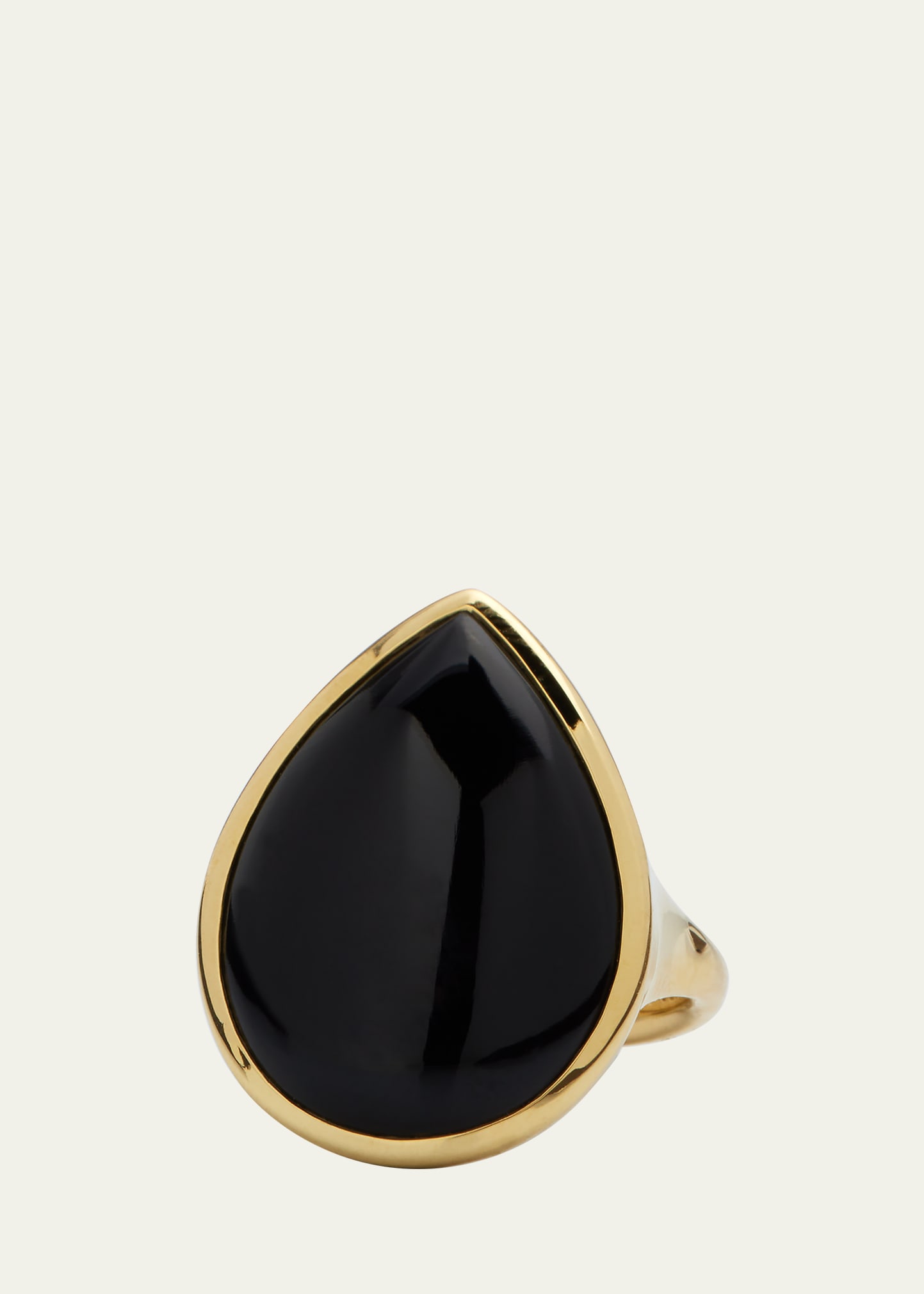 IPPOLITA 18K POLISHED ROCK CANDY MEDIUM TEARDROP RING IN ONYX; SIZE 7