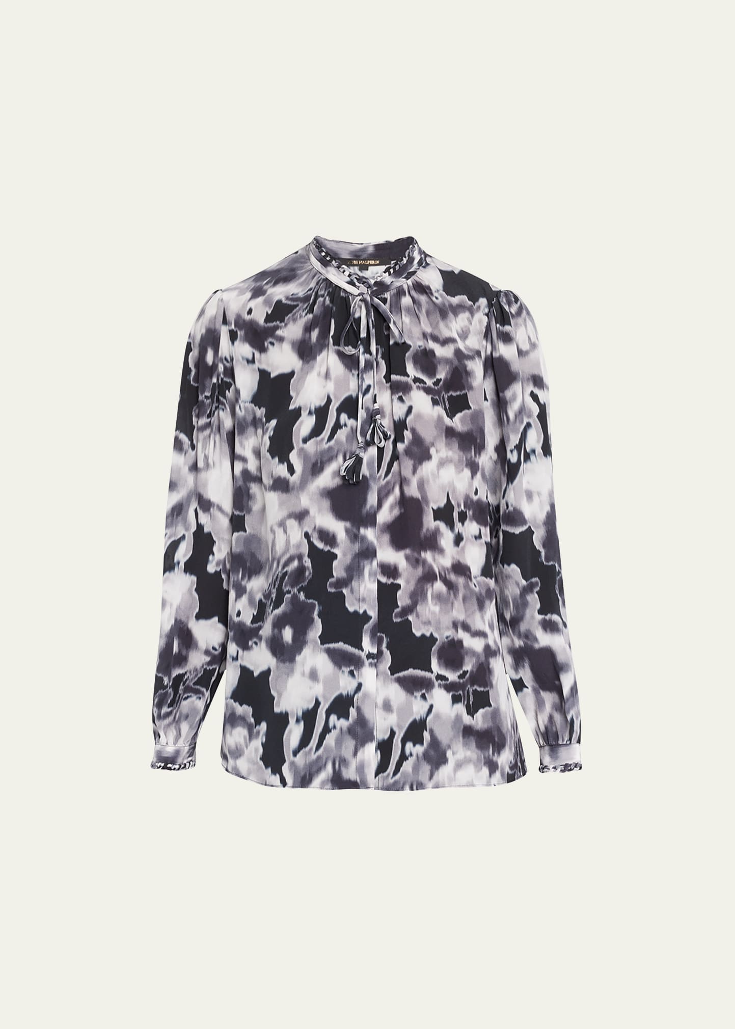 Shop Kobi Halperin Printed Silk Button-front Blouse In Cloud Multi