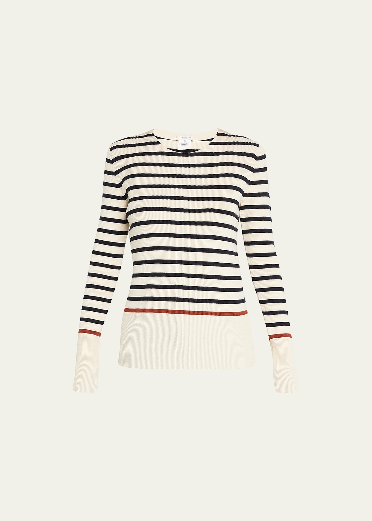 Striped Rib-Knit Crewneck Sweater