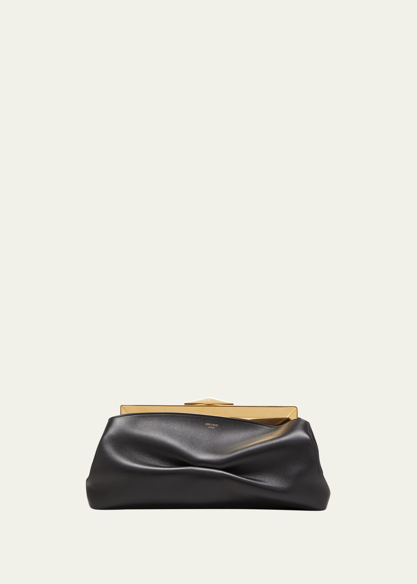 Jimmy Choo Leather Diamond Frame Clutch Bag In Black Gold