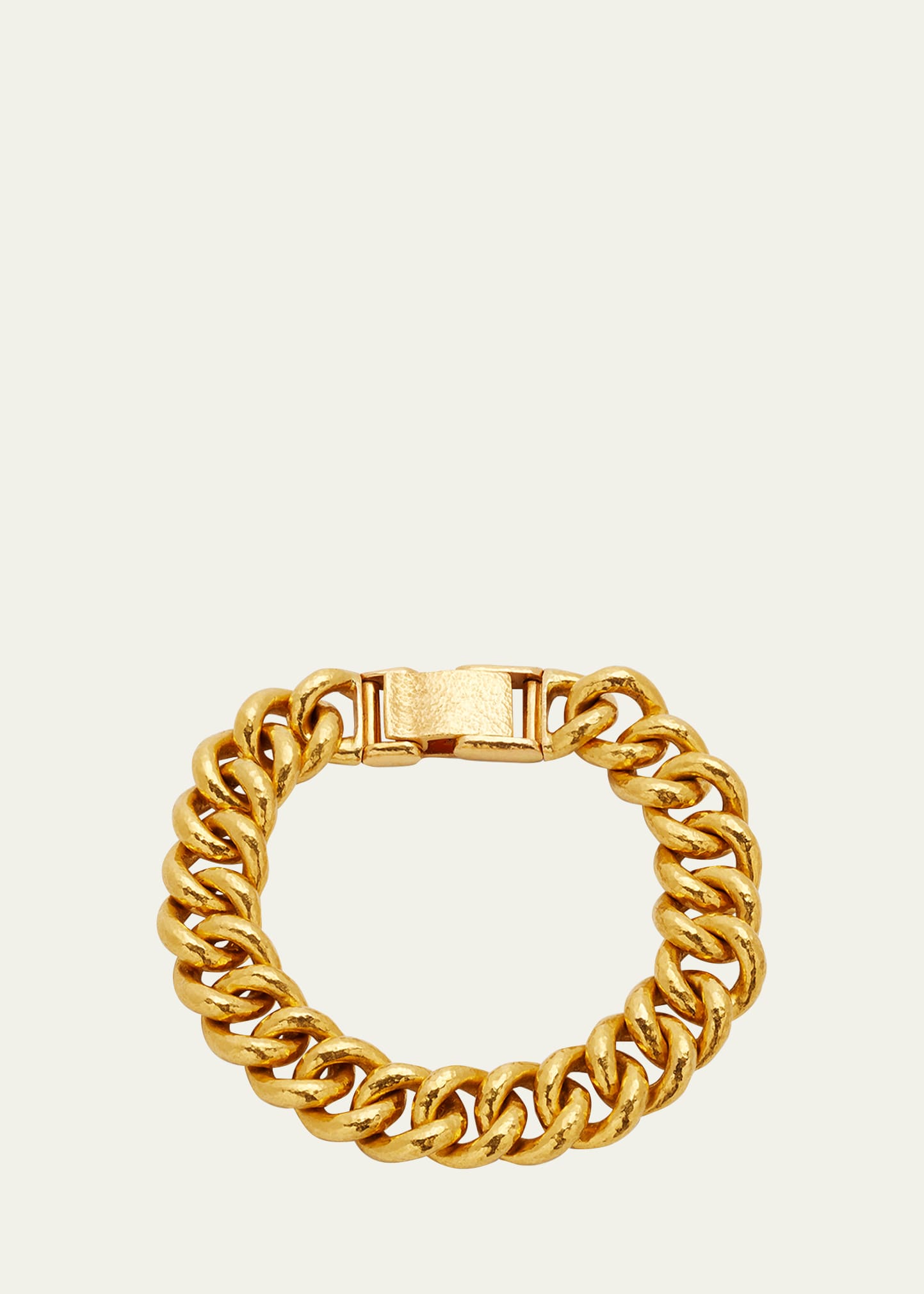 Men's Hammered 24K Yellow Gold Cuban Chain Bracelet