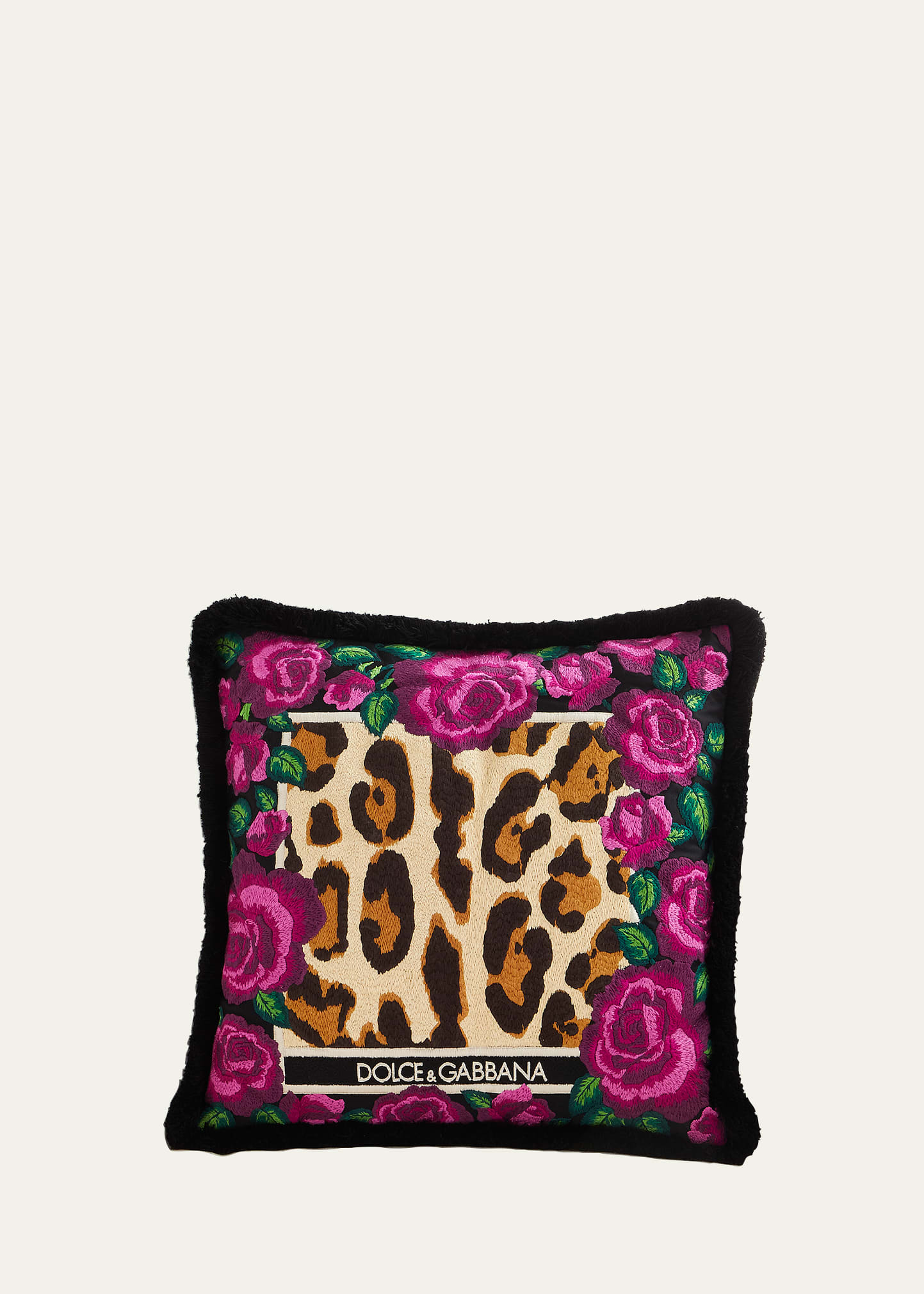 Leopard Embroidered Cushion, 16"