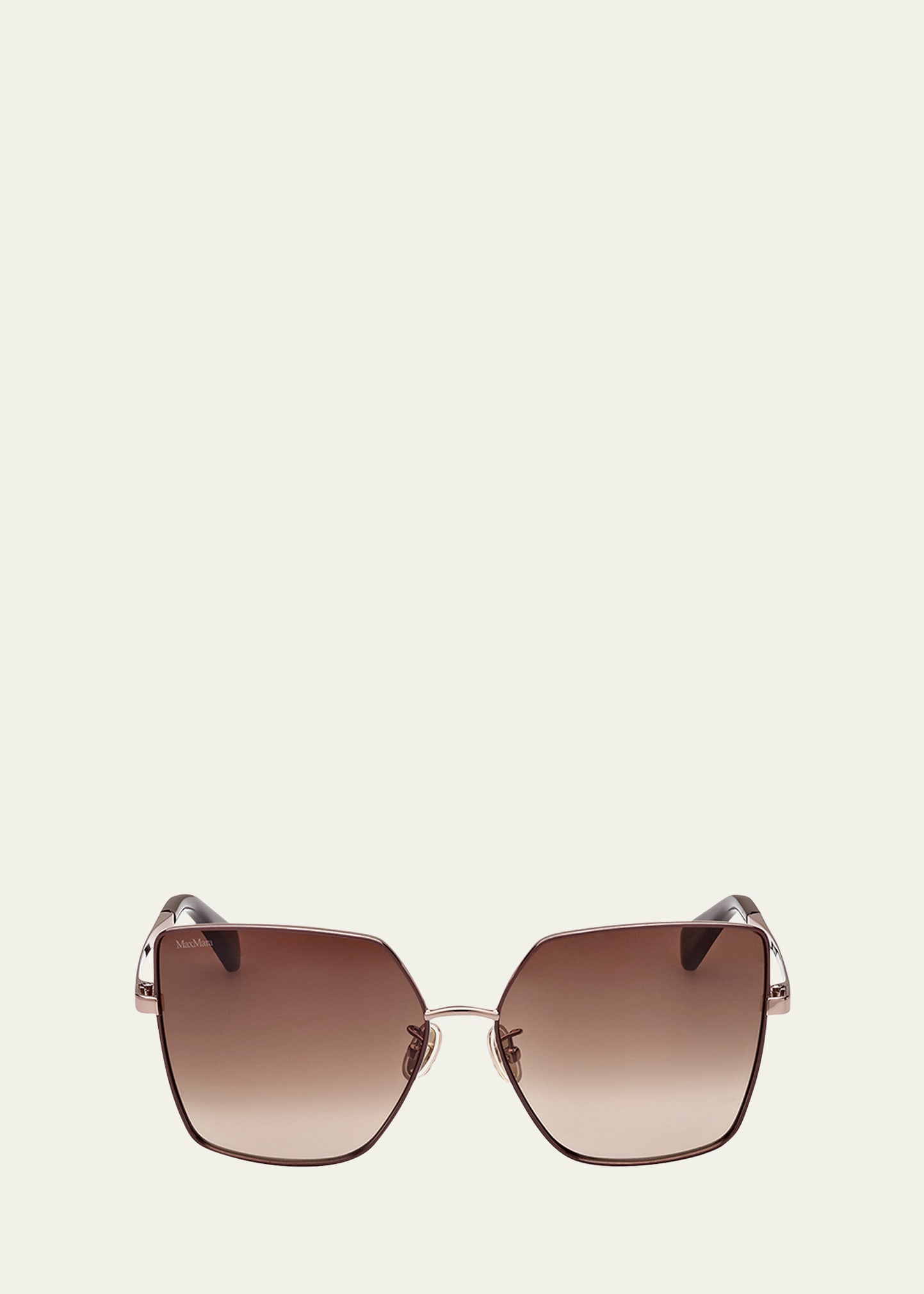 Shop Max Mara Tonal Metal Butterfly Sunglasses In Shiny Rose Brown