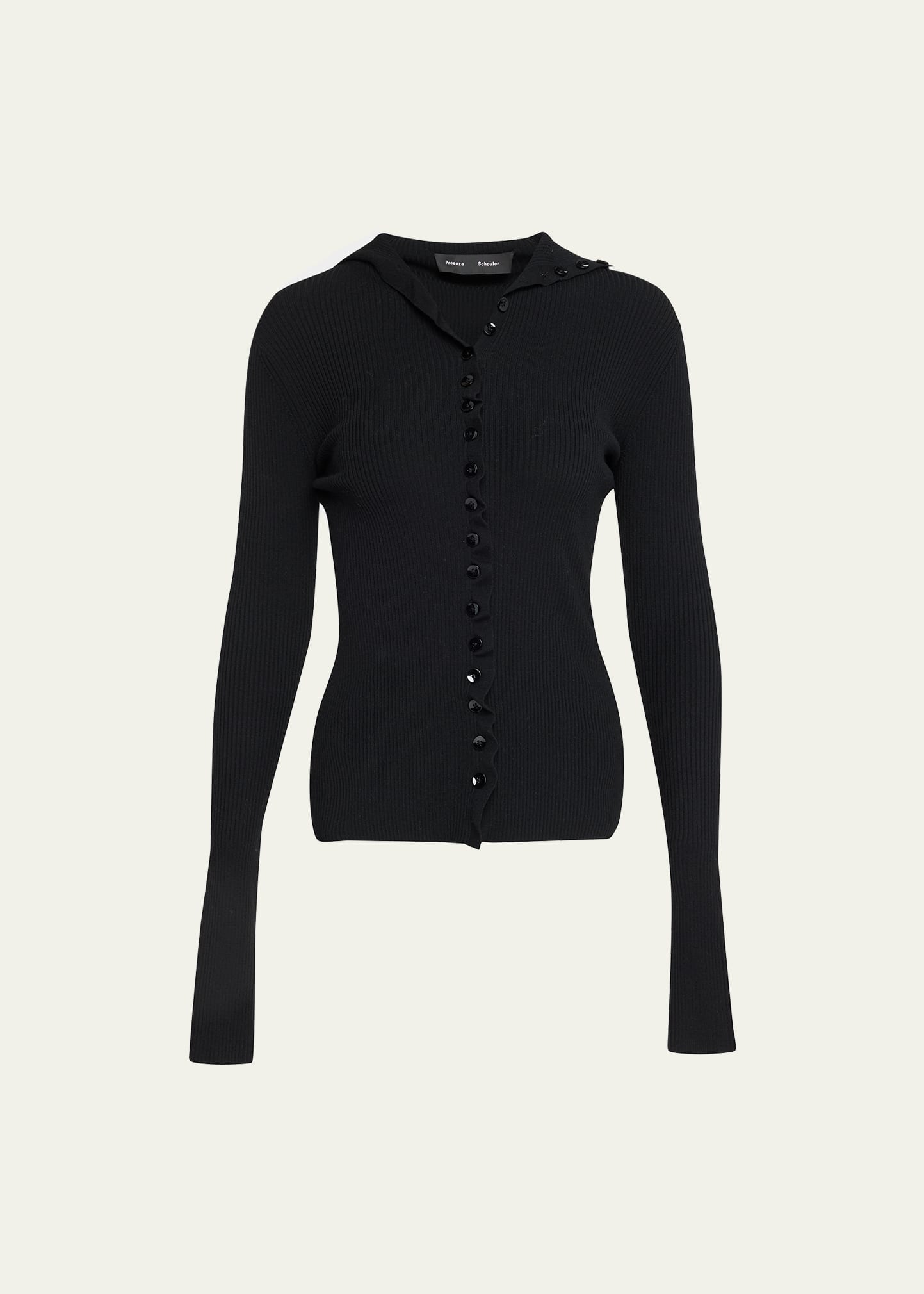Proenza Schouler Merino Wool-blend Button Sweater In Black