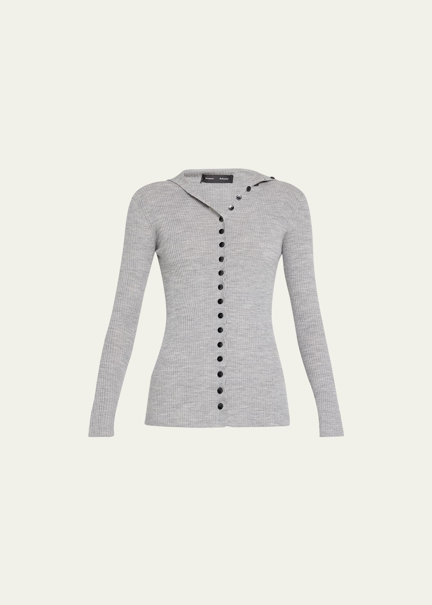 Proenza Schouler Merino Wool Button Down Sweater In Grey Melange