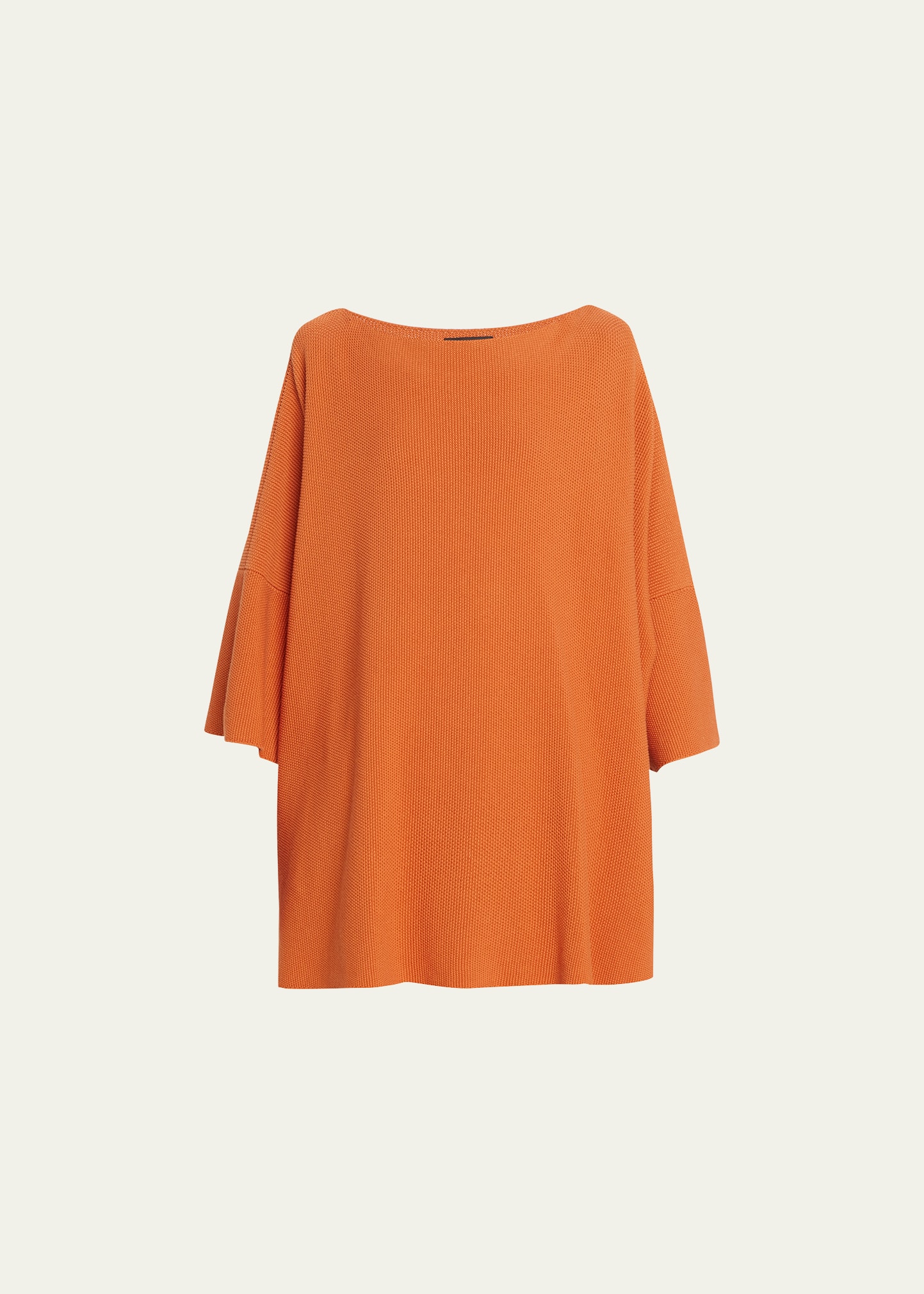 Square 3/4-Sleeve Knit Top (Long Length)