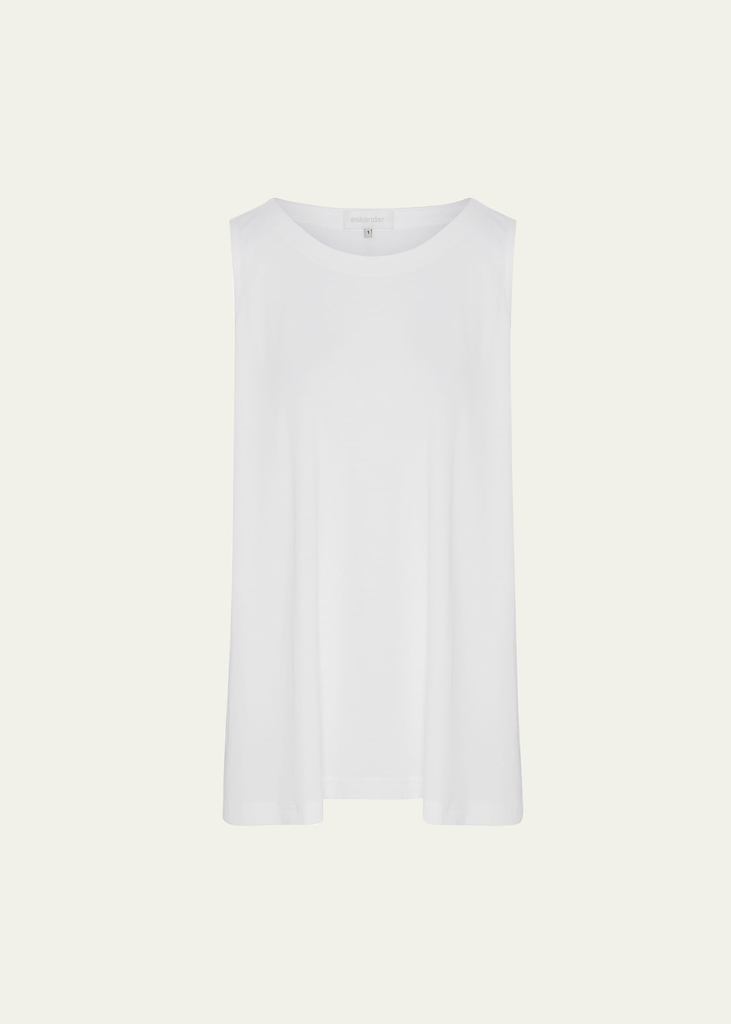 Eskandar A-line Round-neck Long Shell Top In White