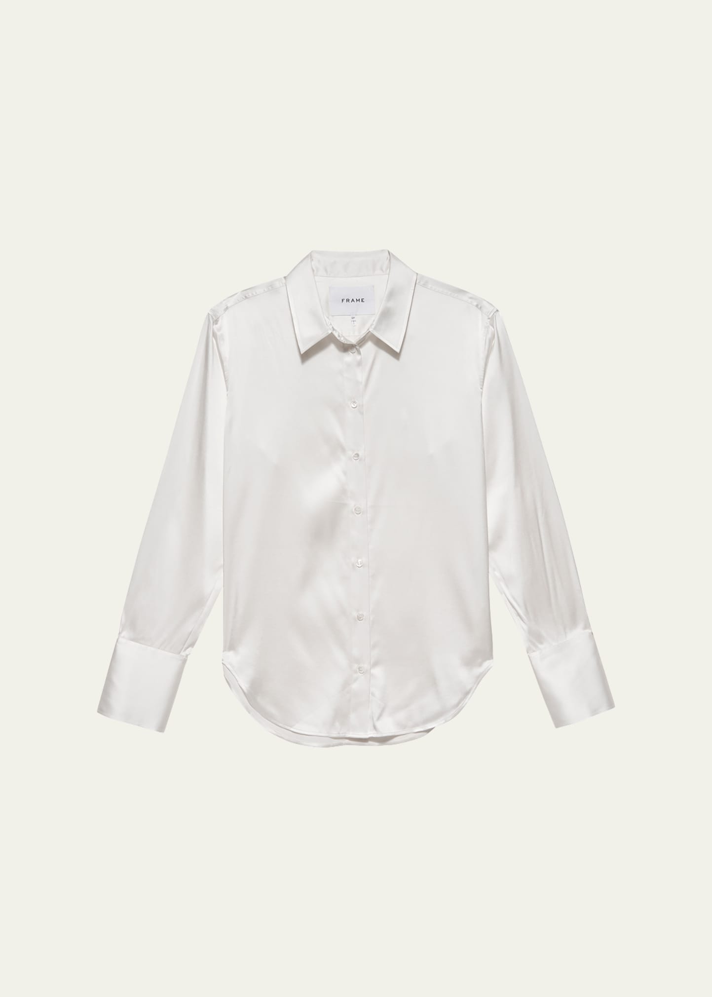 Frame The Standard Silk Button-front Shirt In Off White