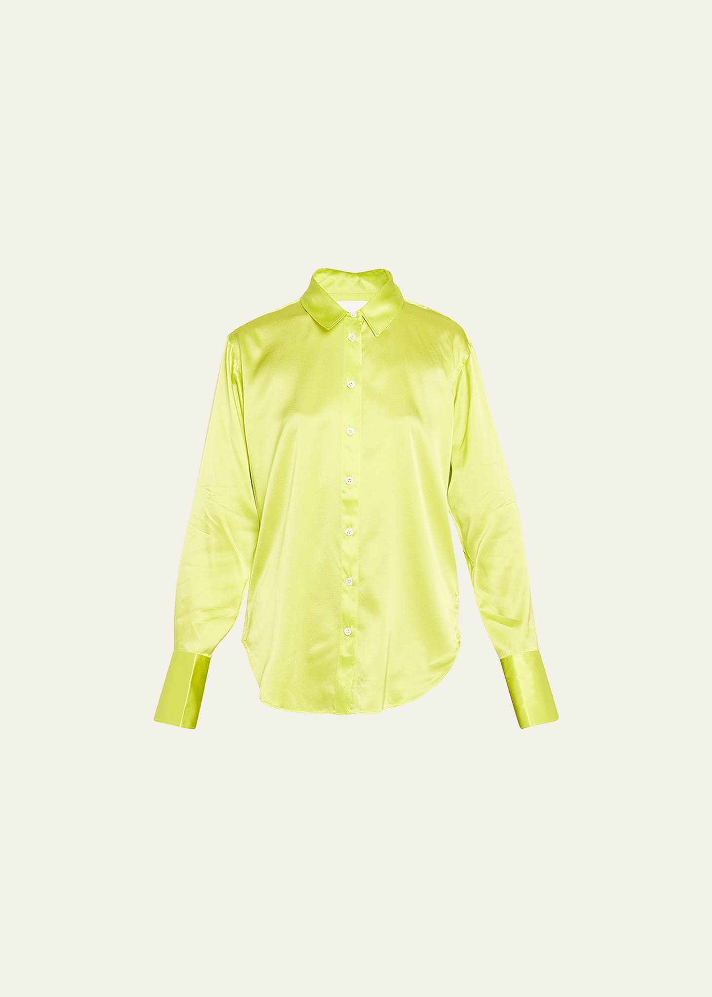 Frame The Standard Silk Button-front Shirt In Flash Lime