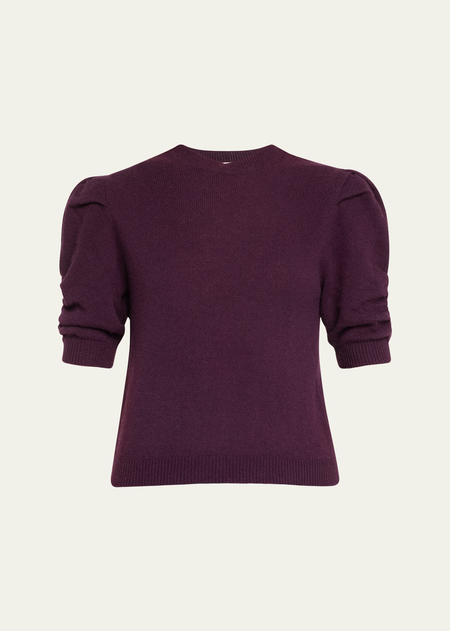 Frame Ruched Sleeve Recycled Cashmere Blend Sweater In Plum