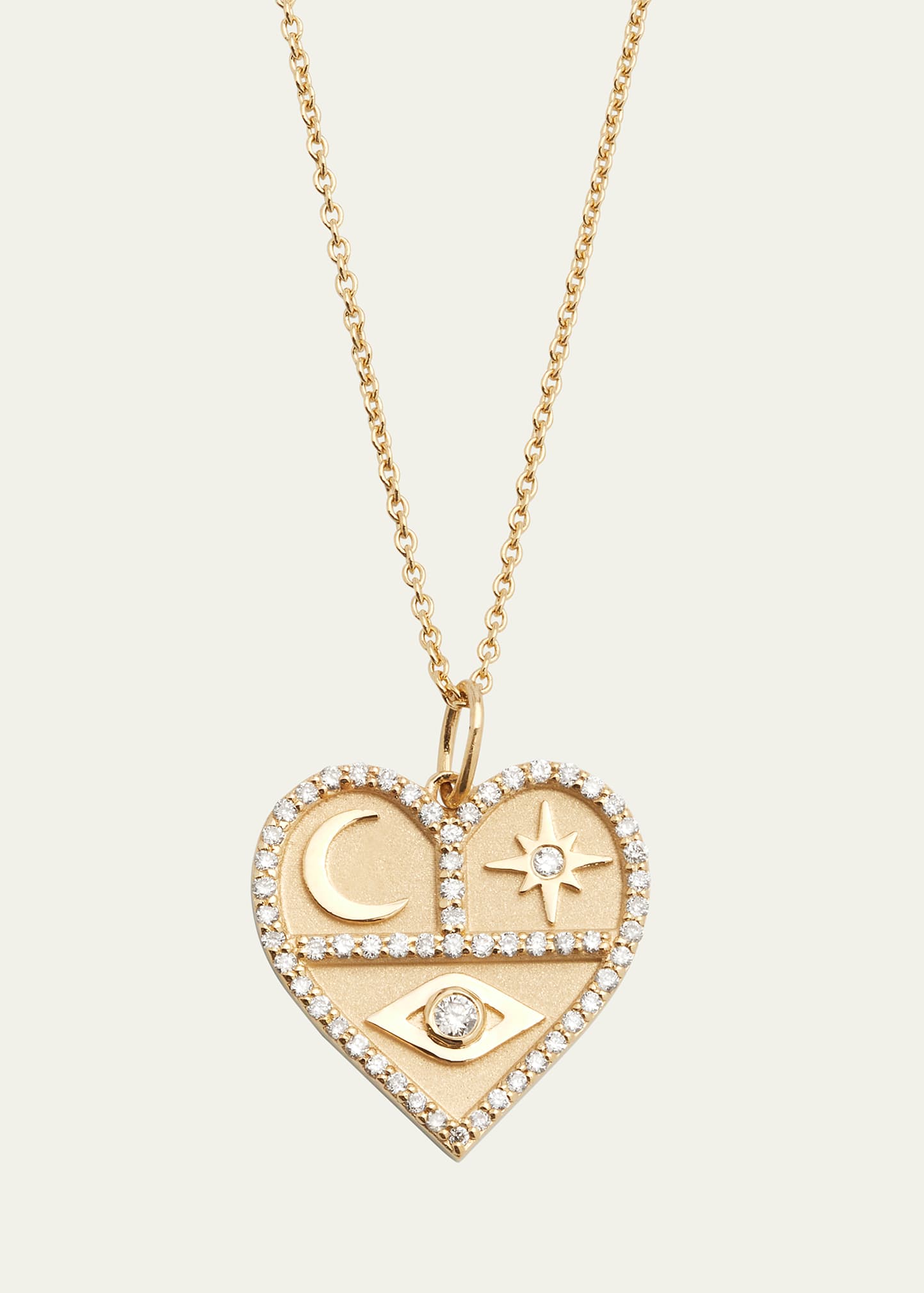 14K Gold Diamond Heart Charm Necklace
