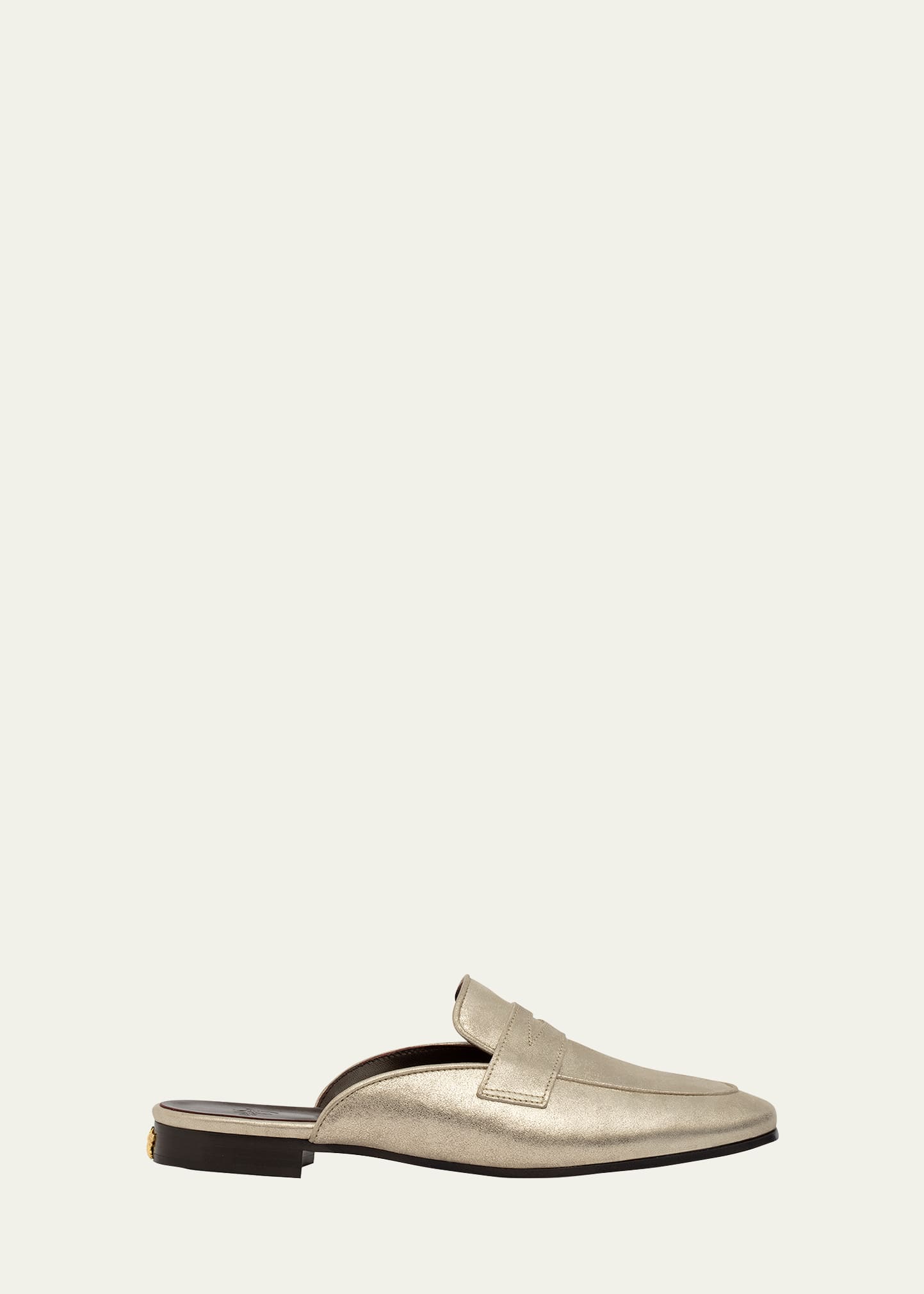 Bougeotte Metallic Penny Loafer Mules