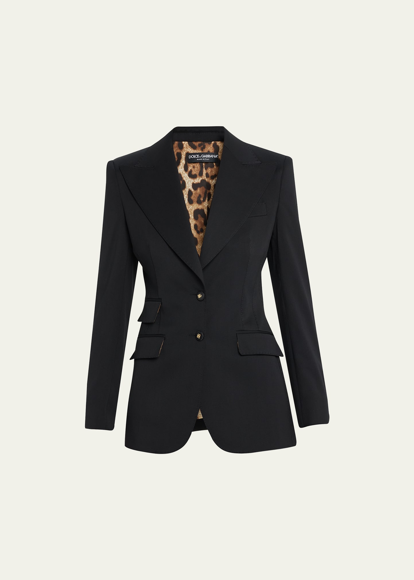Shop Dolce & Gabbana Wool Blazer Jacket W/ Button Detail In Black