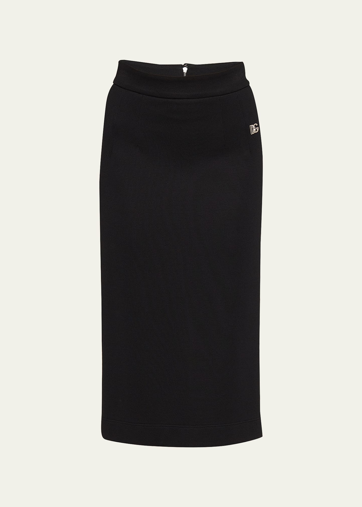 Dolce & Gabbana Pencil Skirt With Logo Detail In Black