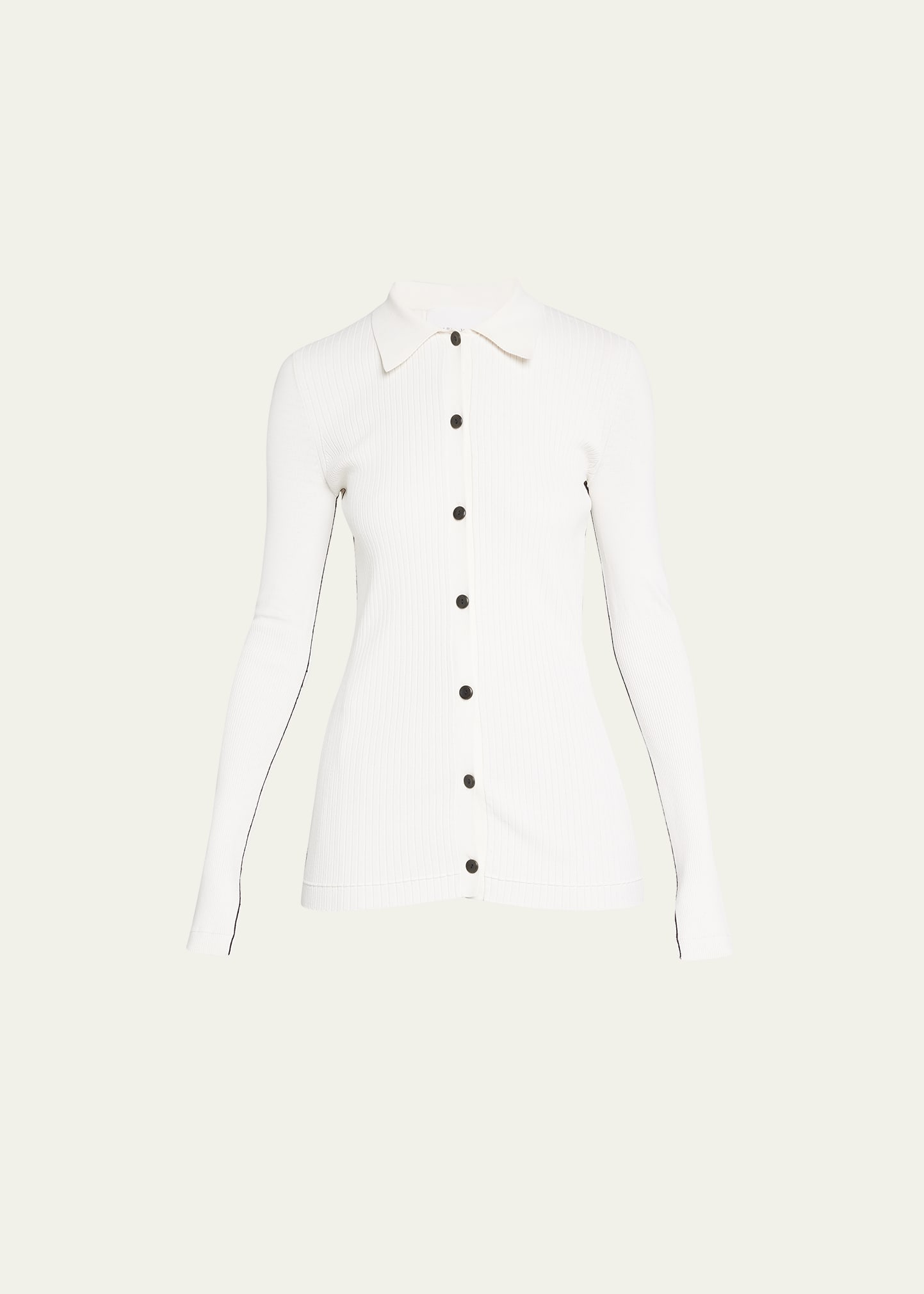 Maria Mcmanus Ribbed Collar Cardigan In Ivory