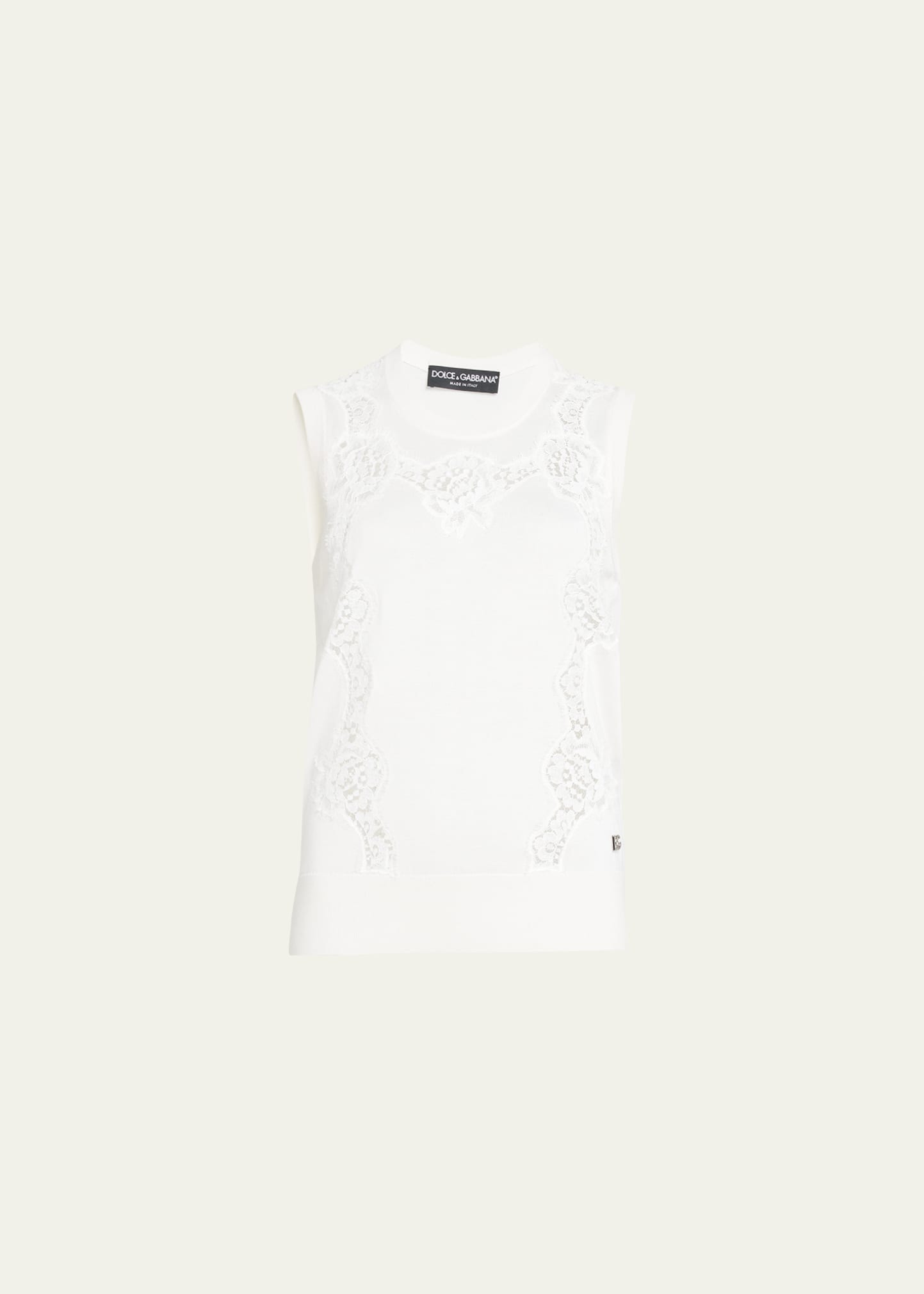 DOLCE & GABBANA KNIT TANK TOP WITH LACE INSET DETAIL