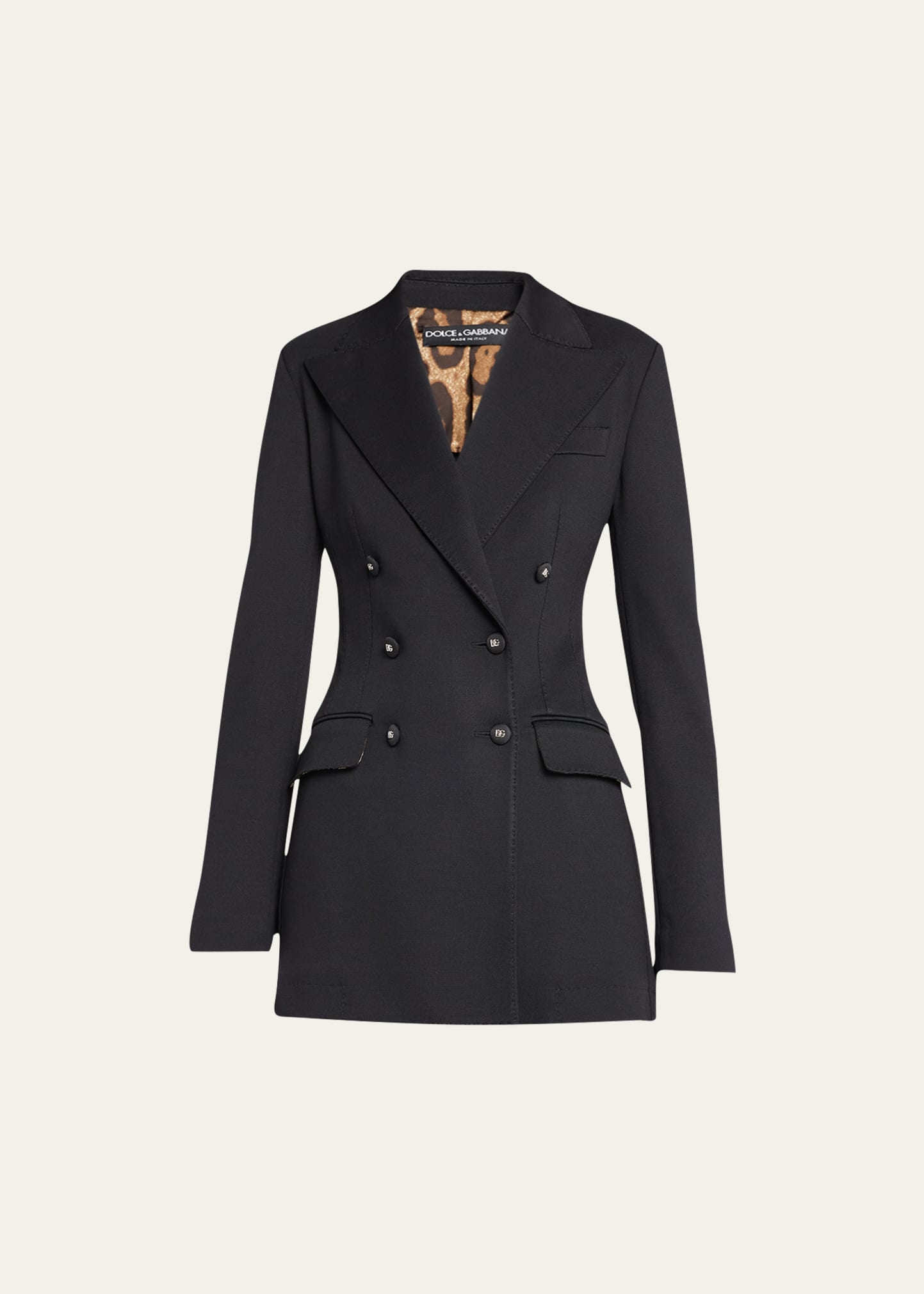 Dolce & Gabbana Long Tailored Blazer Jacket With Button Detail In Black