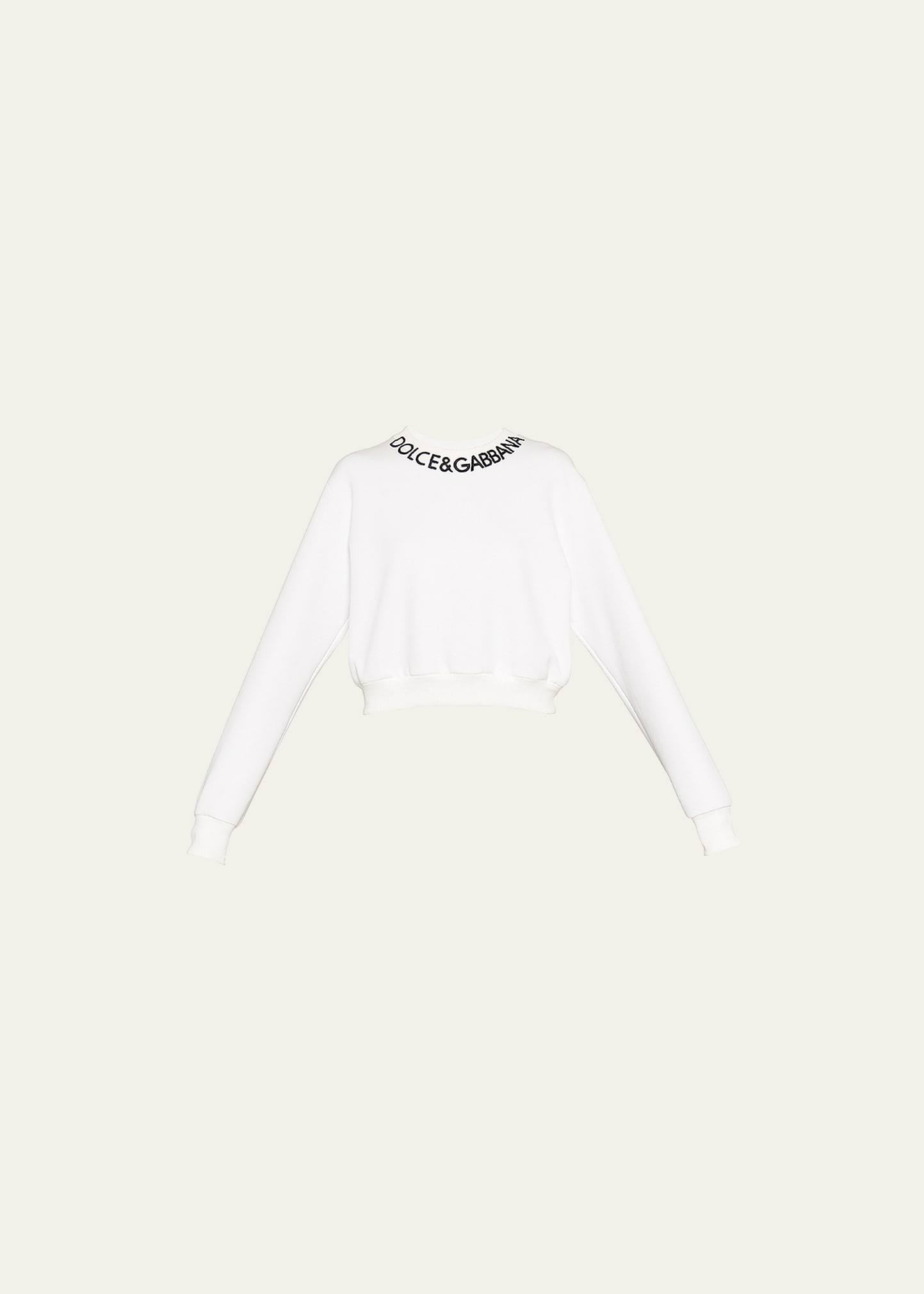 Dolce & Gabbana Embroidered Logo Crop Cotton Blend Sweatshirt In White
