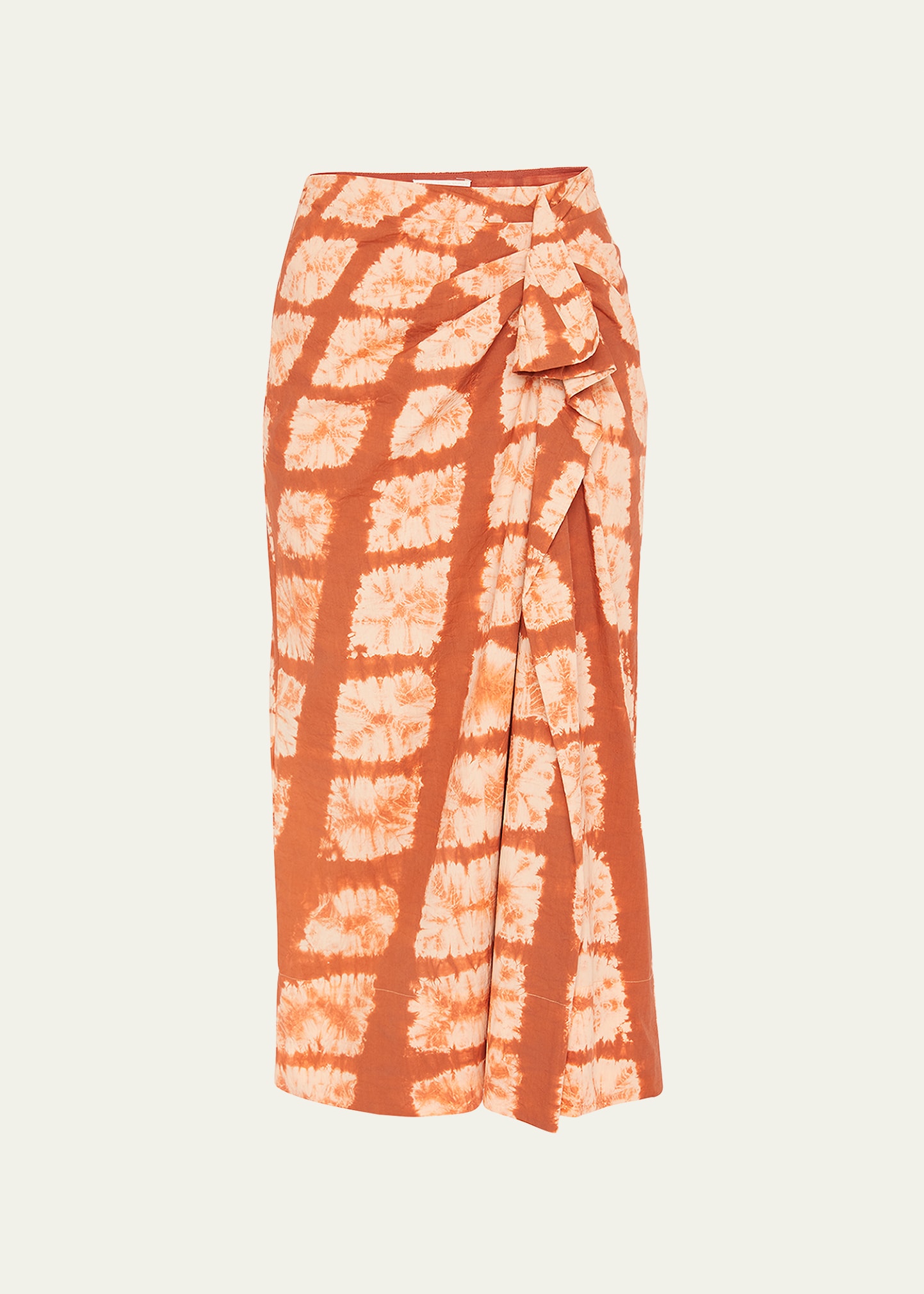 Ember Hand Dyed Diamond Shibori Ruffle Midi Skirt