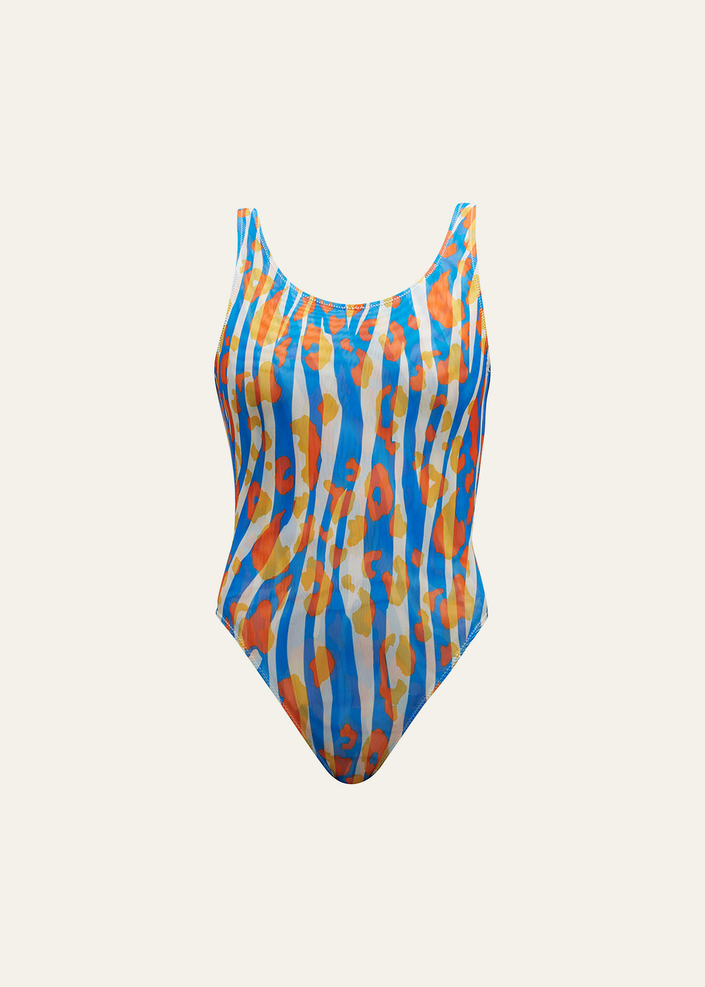 The Luela Leopard Zebra Printed Mesh One-Piece Swimsuit