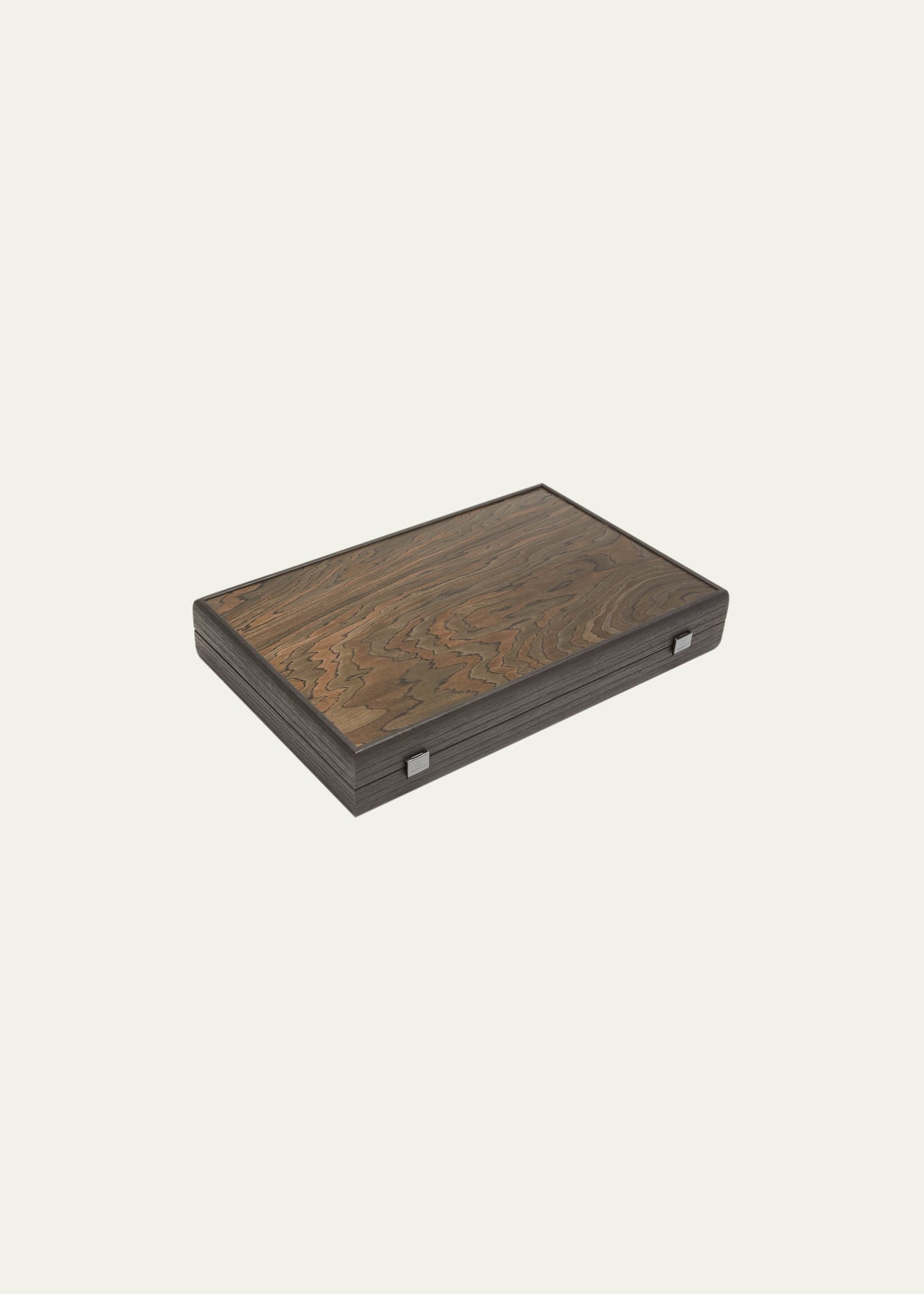 MANOPOULOS EBONY BURL BACKGAMMON SET WITH SIDE RACKS 