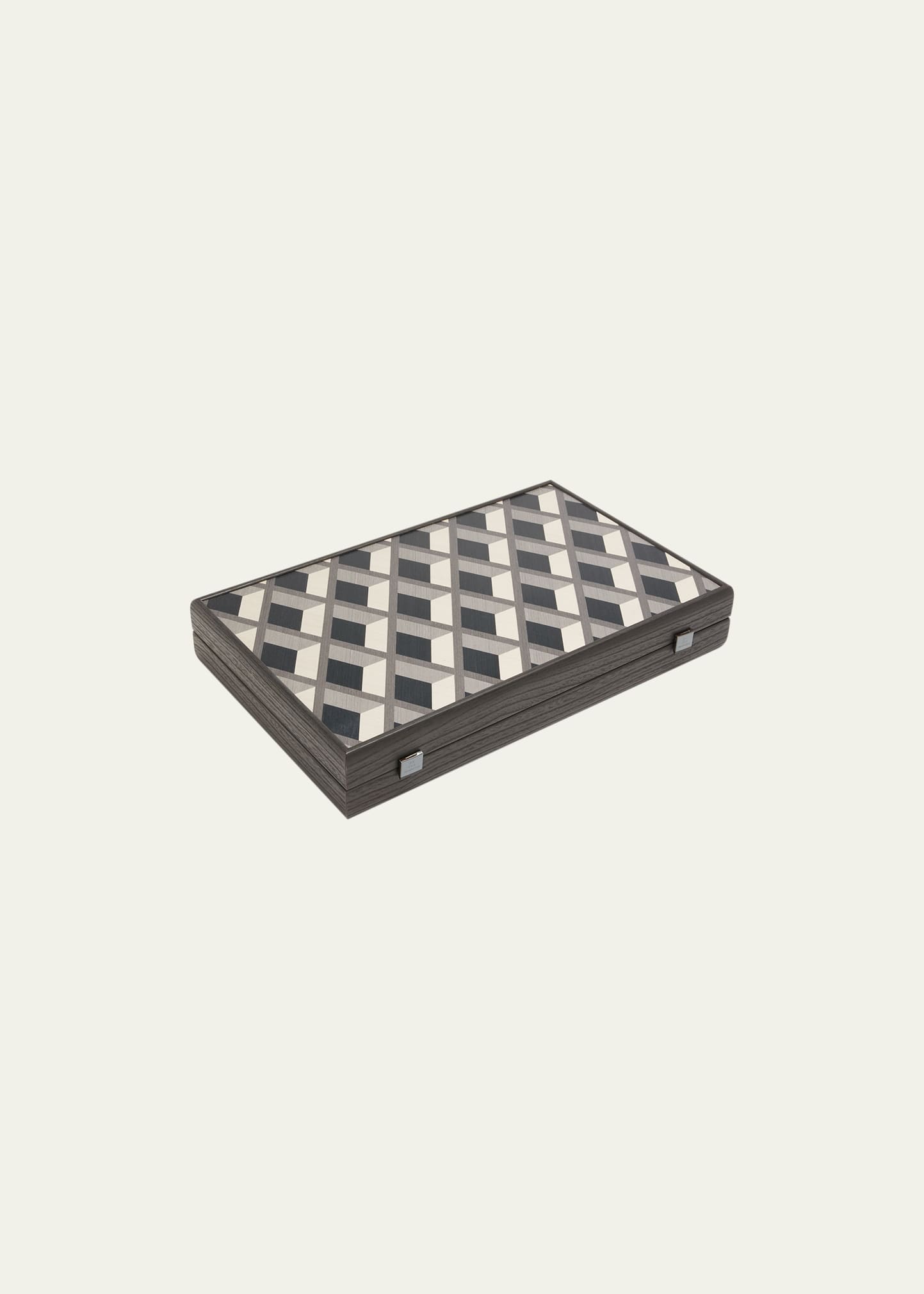 Manopoulos Grid Wood Illusion Backgammon Set With Side Racks