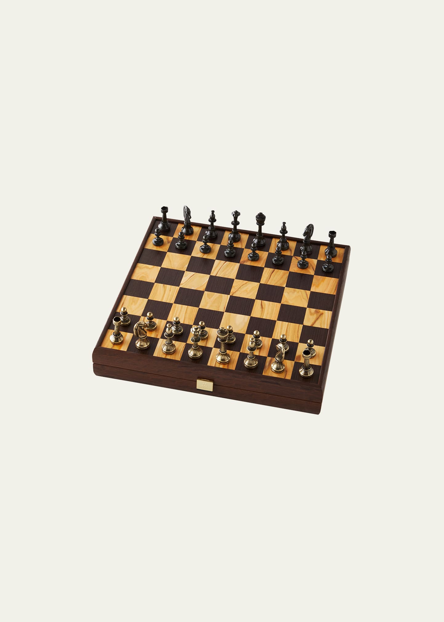 Manopoulos Olive Burl Inlaid Wooden Chessboard Set
