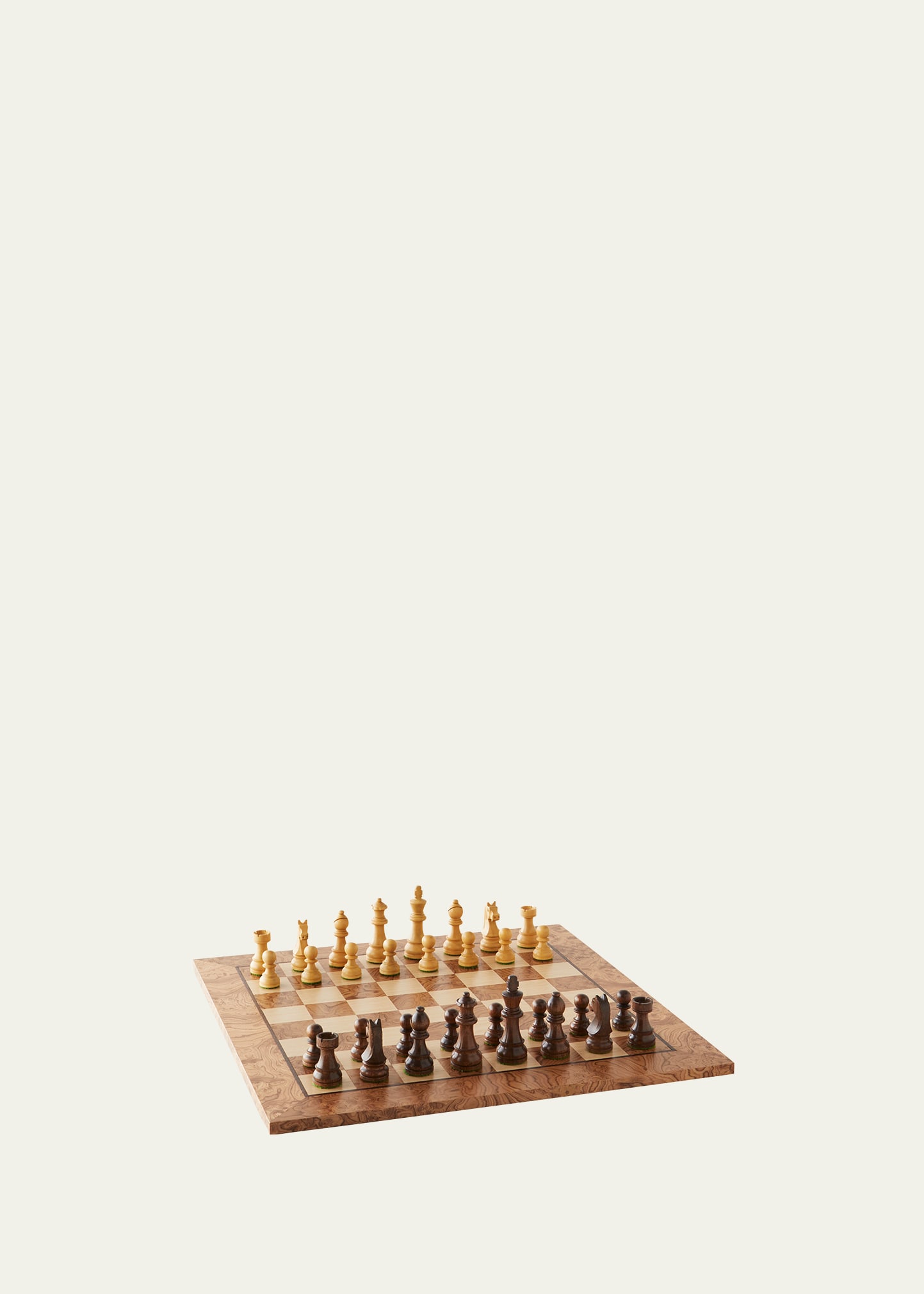 Manopoulos Walnut Burl Inlaid Chessboard Set
