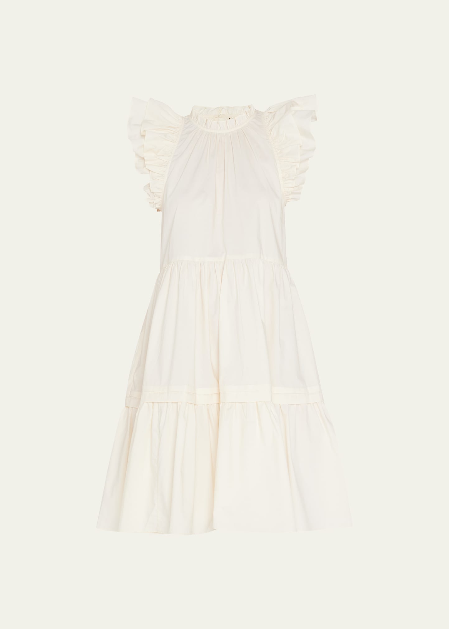 Shop Ulla Johnson Tiered Ruffle Poplin Midi Dress In Blanc