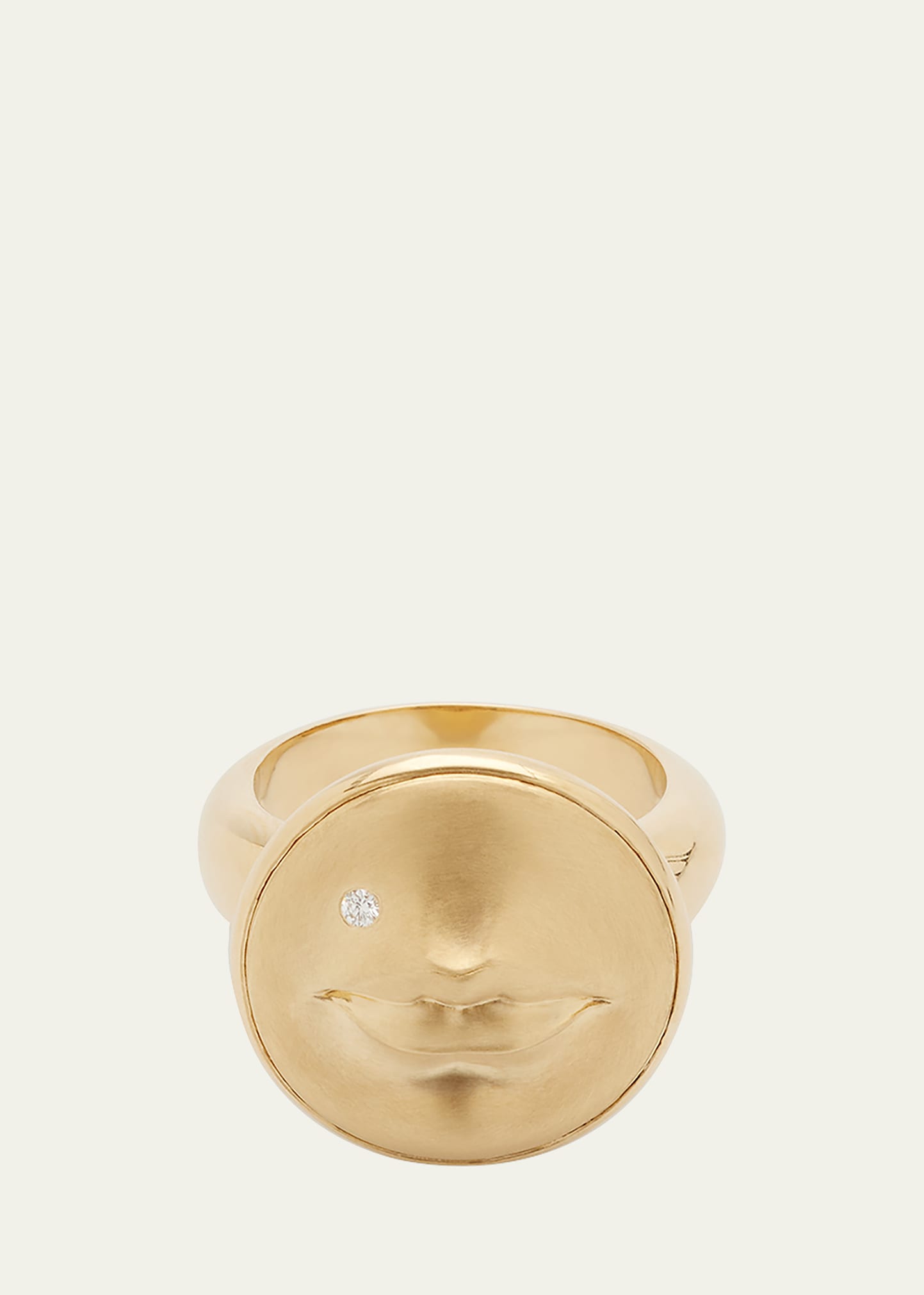 Anthony Lent Kiss Me Ring In 18k Gold With Diamonds