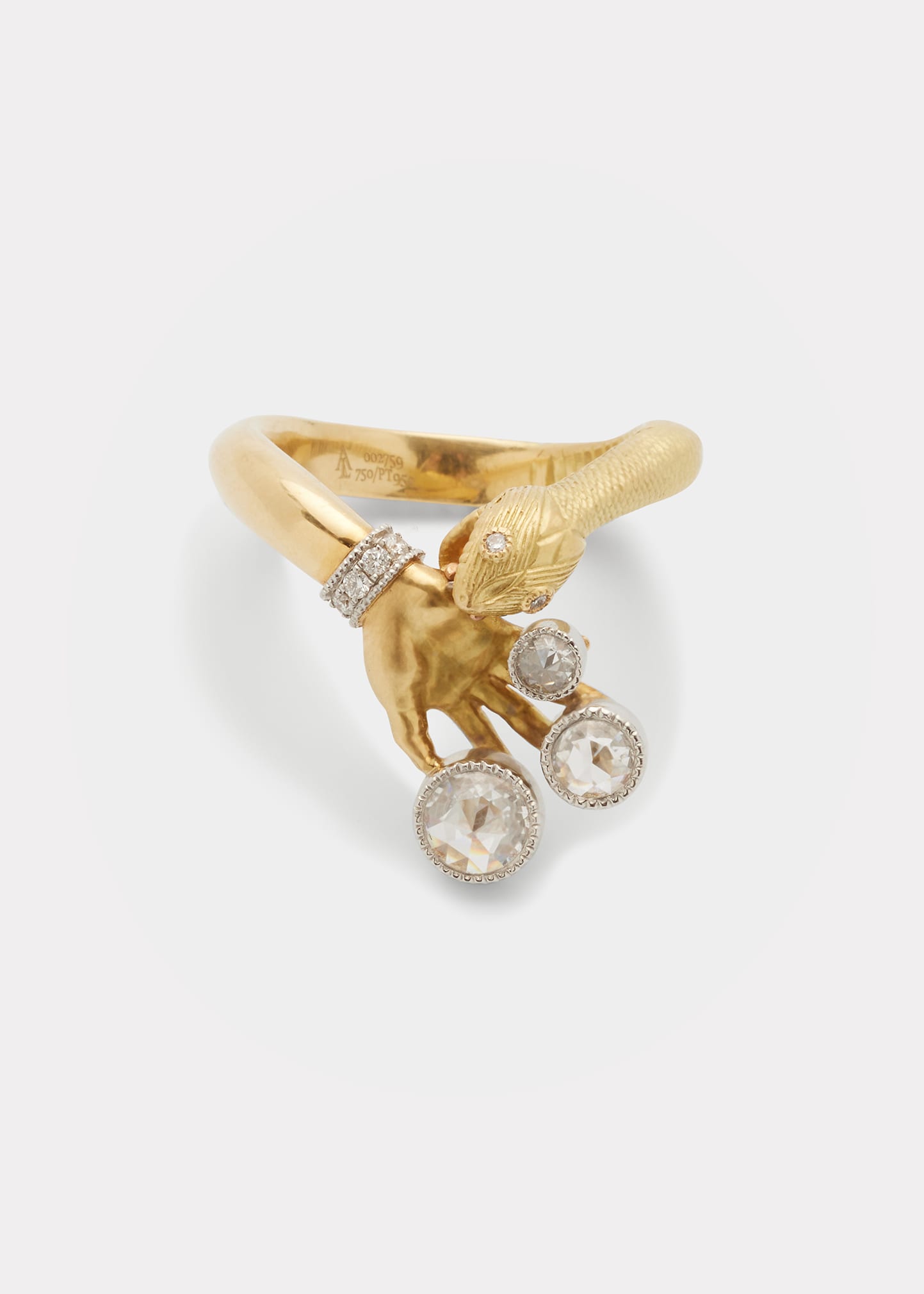 Snake Bite Ring in 18k Gold and Platinum with Diamond