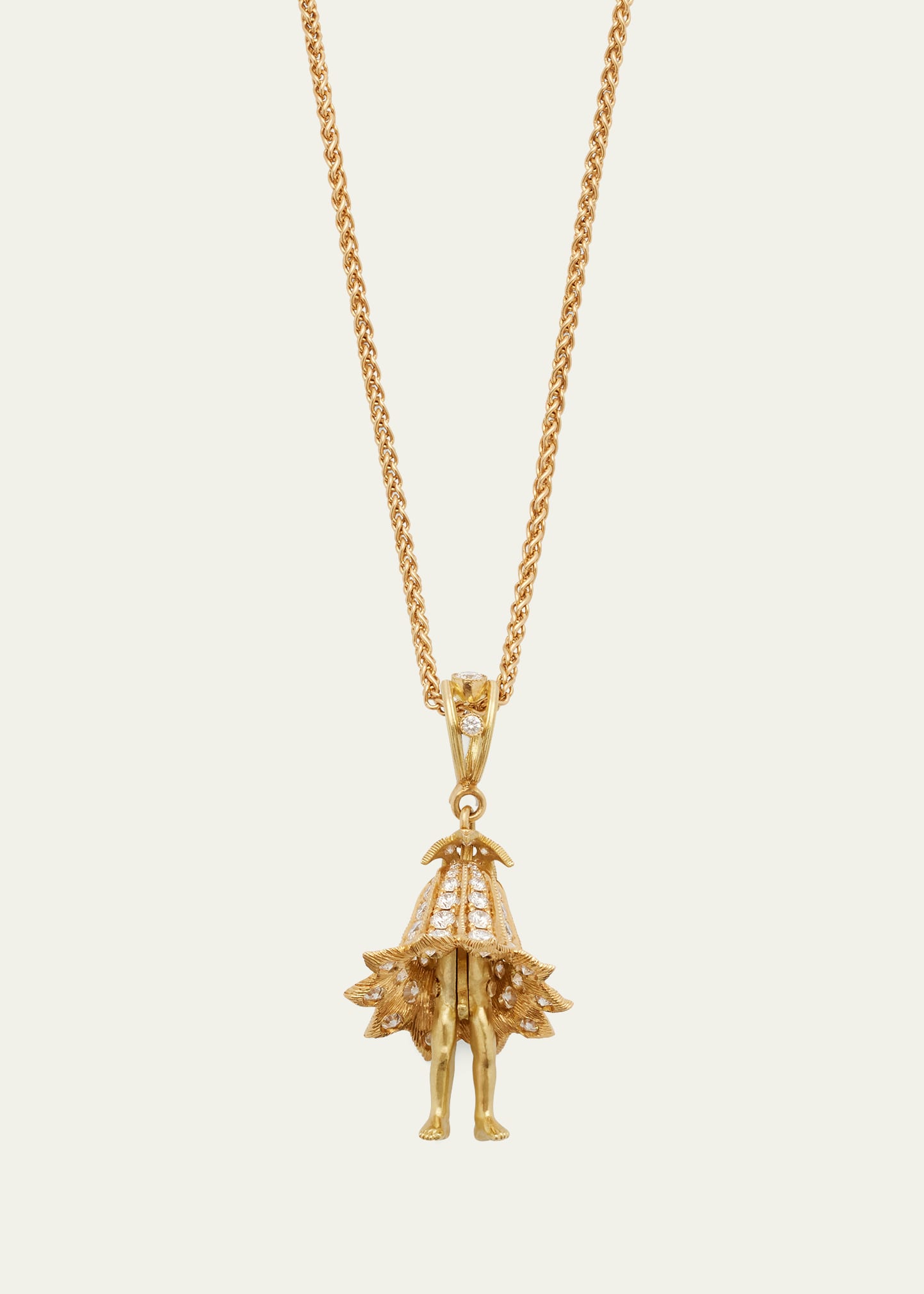 Anthony Lent Flower Child Pendant Necklace in 18k Gold and Diamond