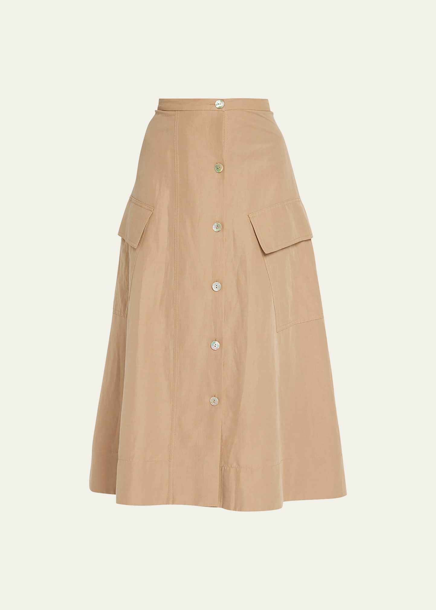 Utility Button-Front Midi Skirt