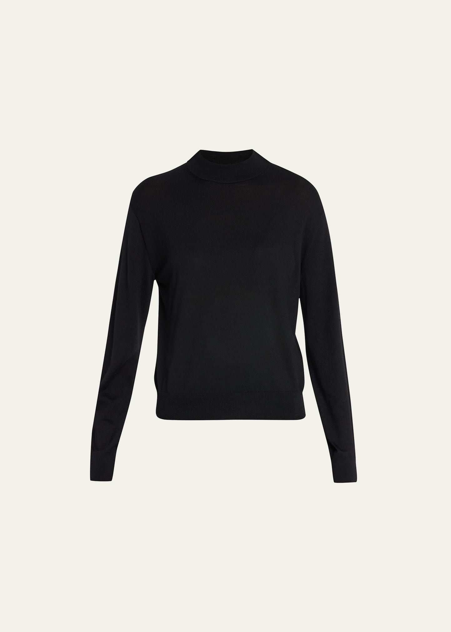 Vince Fine Gauge Seamless Mock Neck Wool Sweater In Black