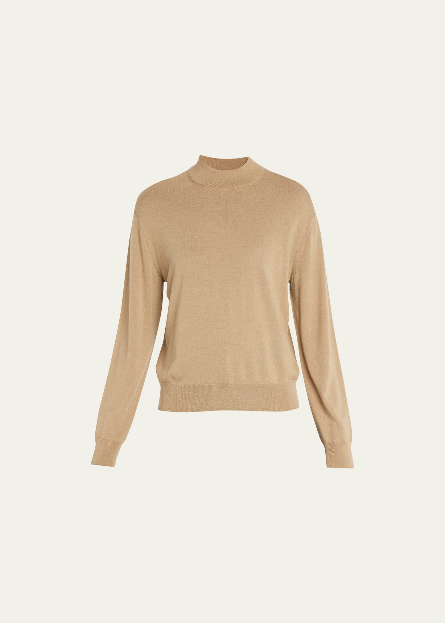 Vince Fine Gauge Seamless Mock Neck Wool Sweater In Sandalo