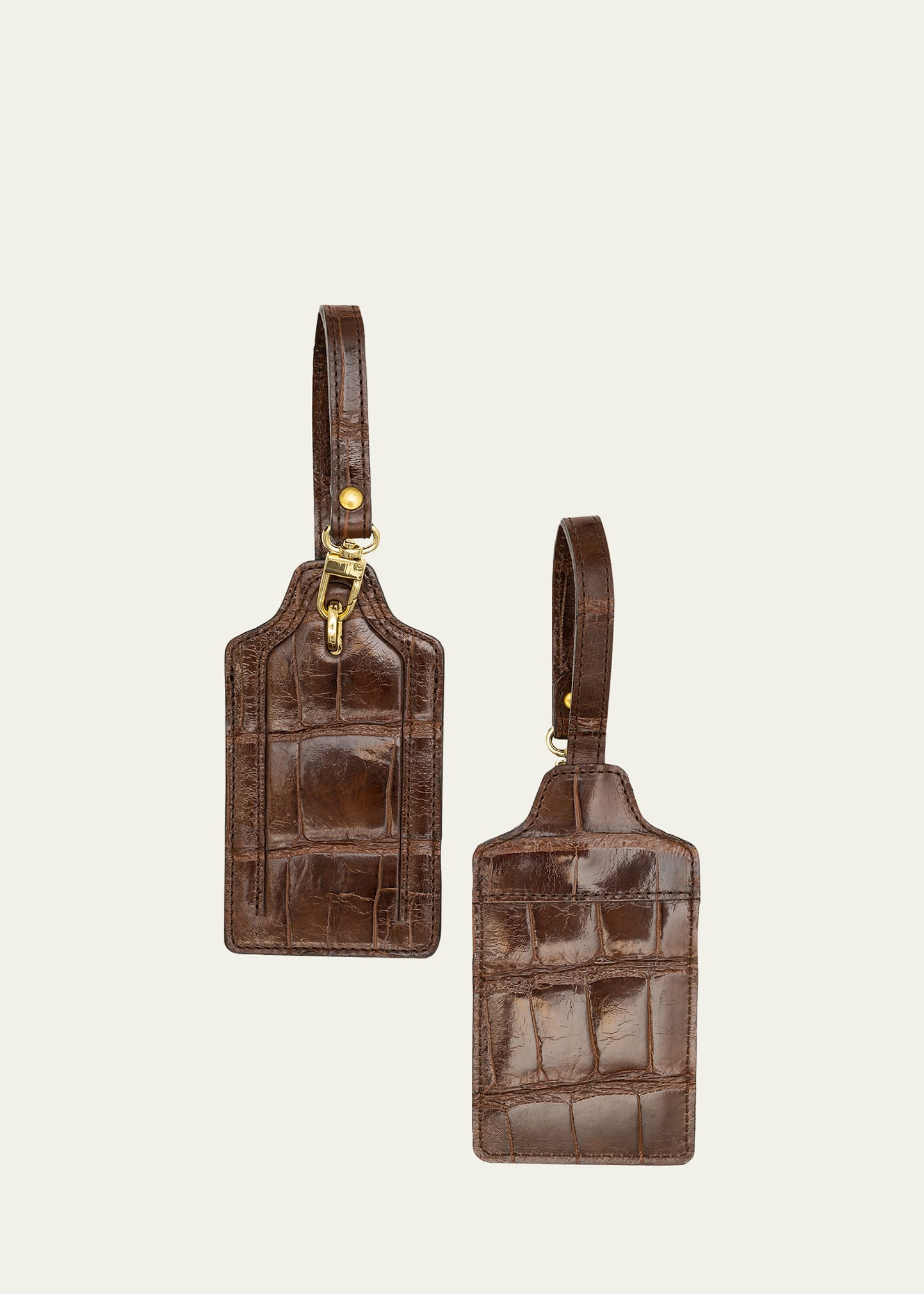 Shop Abas Alligator Leather Luggage Tag, Set Of 2 In Deep Brown