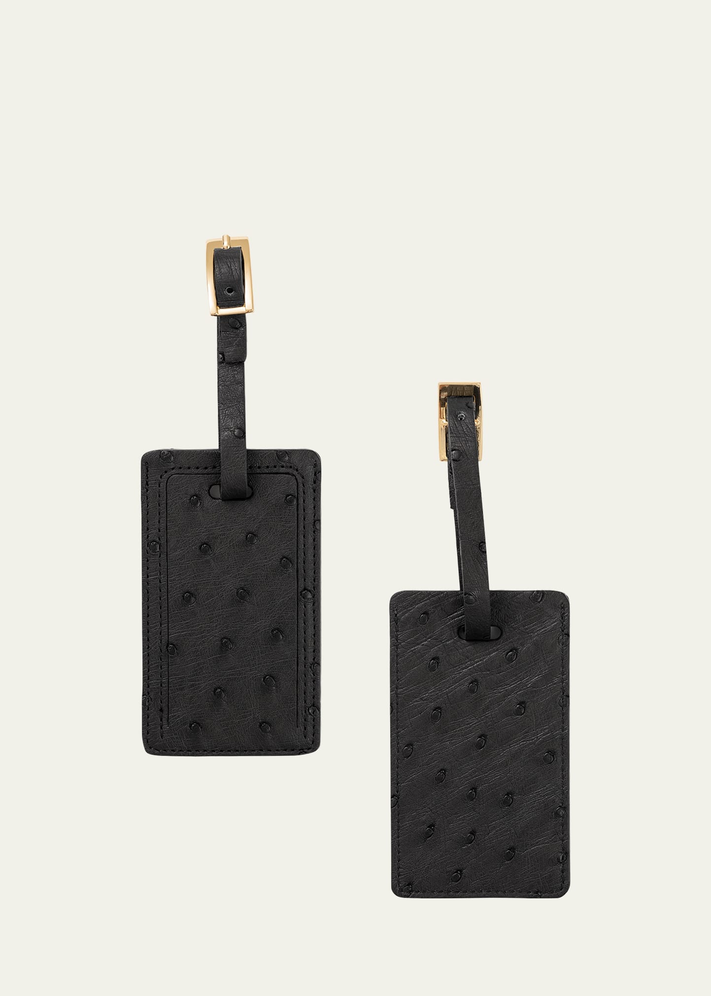 Shop Abas Ostrich Leather Luggage Tag, Set Of 2 In Black