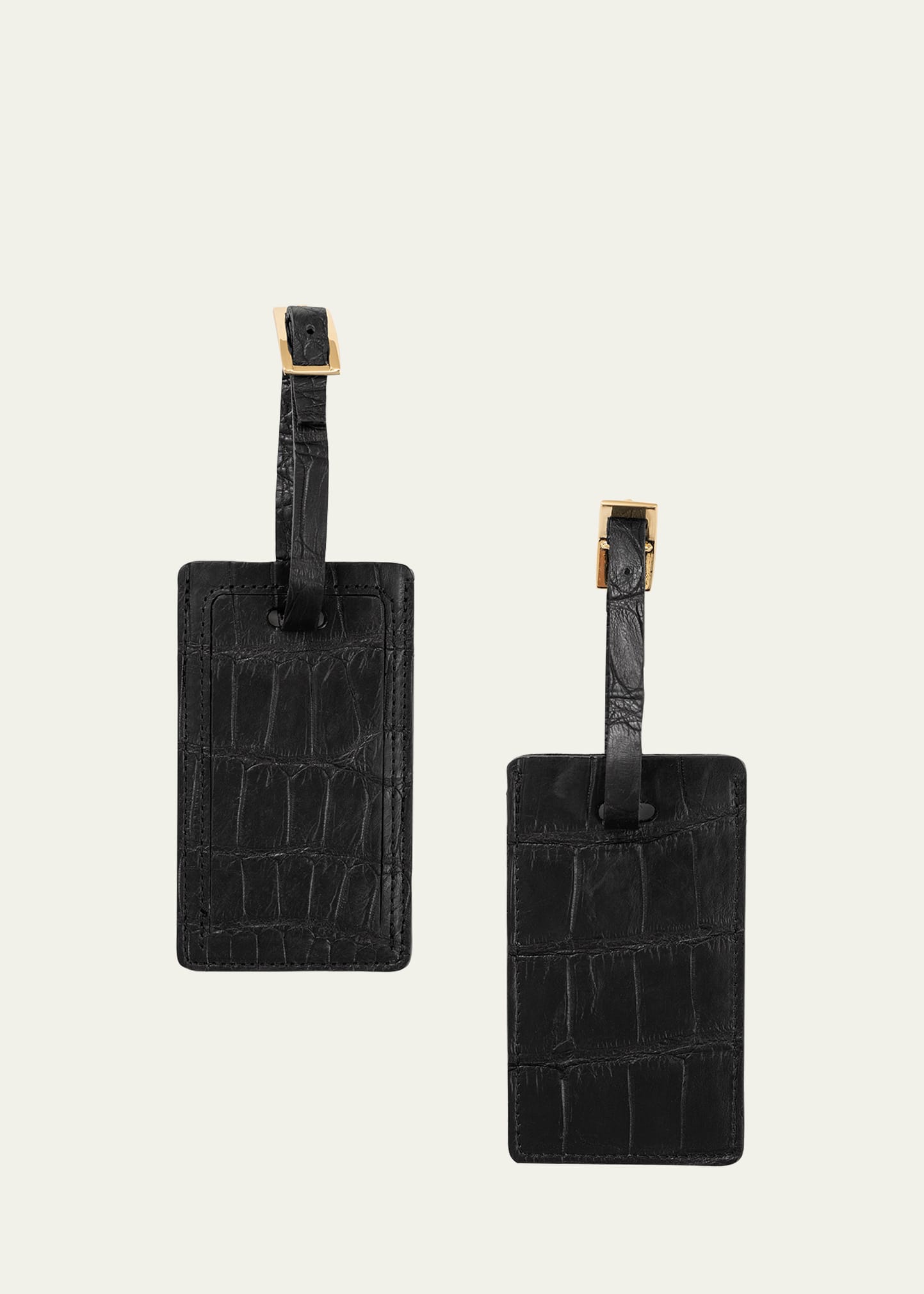 Shop Abas Alligator Leather Luggage Tag, Set Of 2 In Black