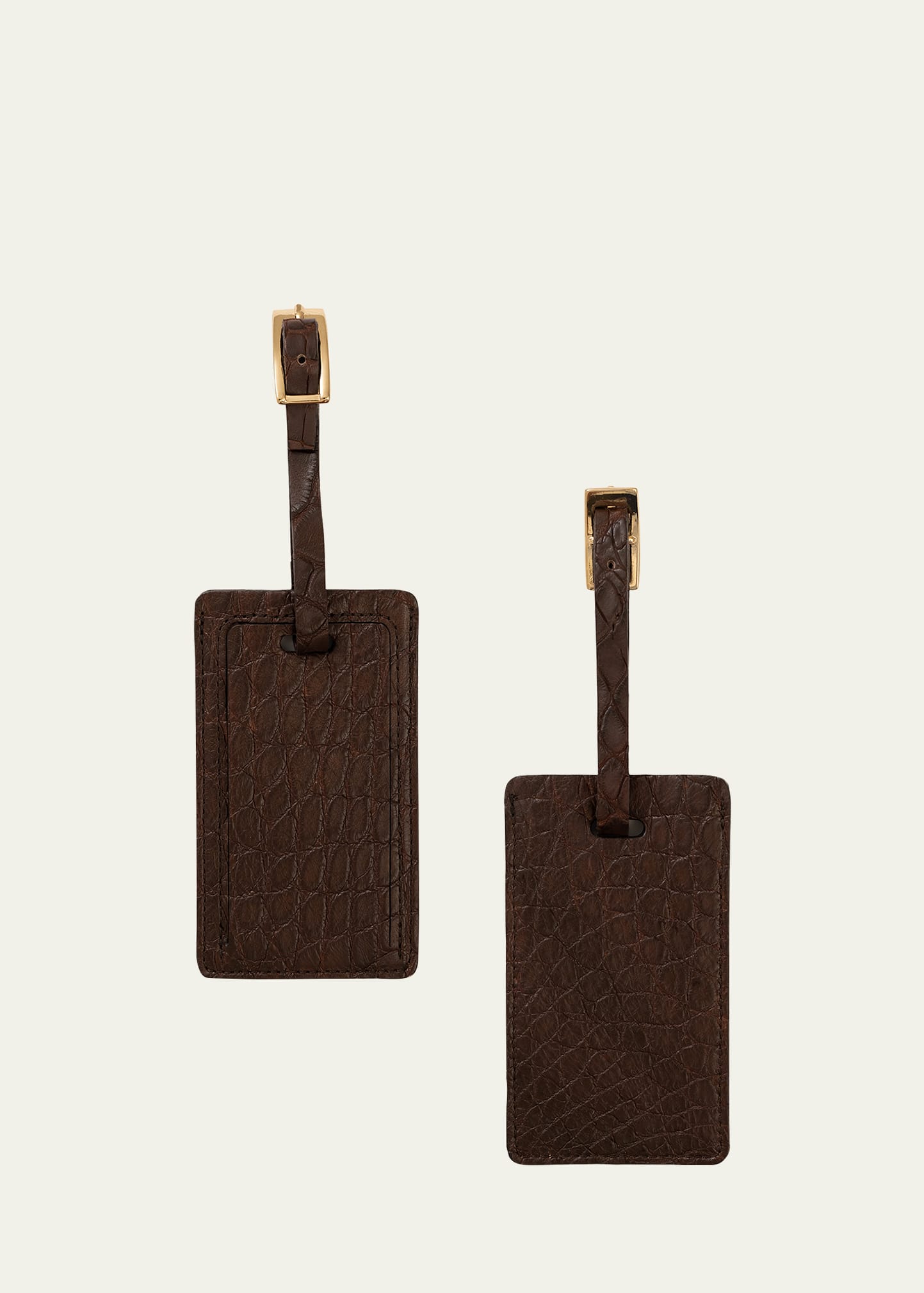 Abas Alligator Leather Luggage Tag, Set Of 2 In Brown